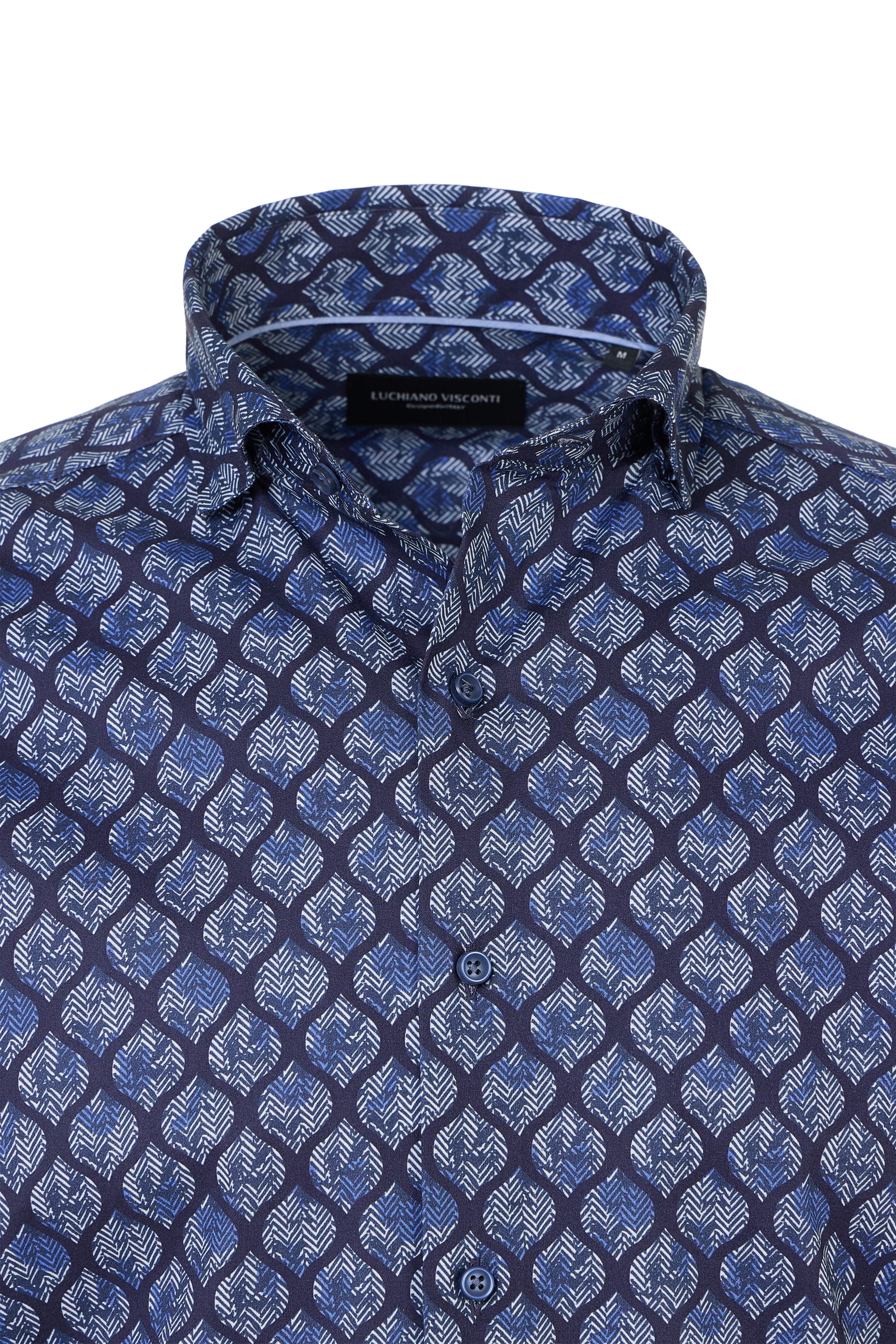 Indigo Leaf Herringbone Print Shirt