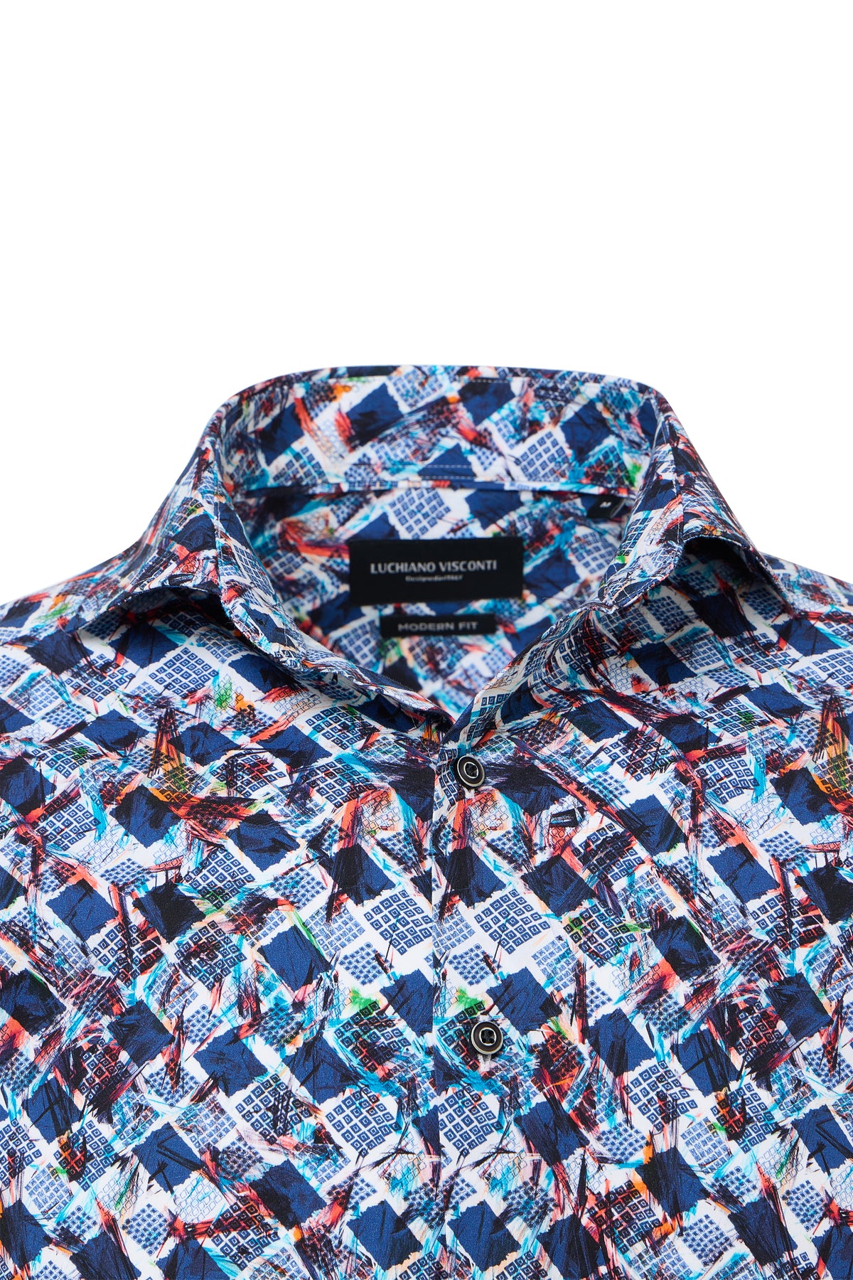 Turquoise Geo Print Reversible Performance Shirt