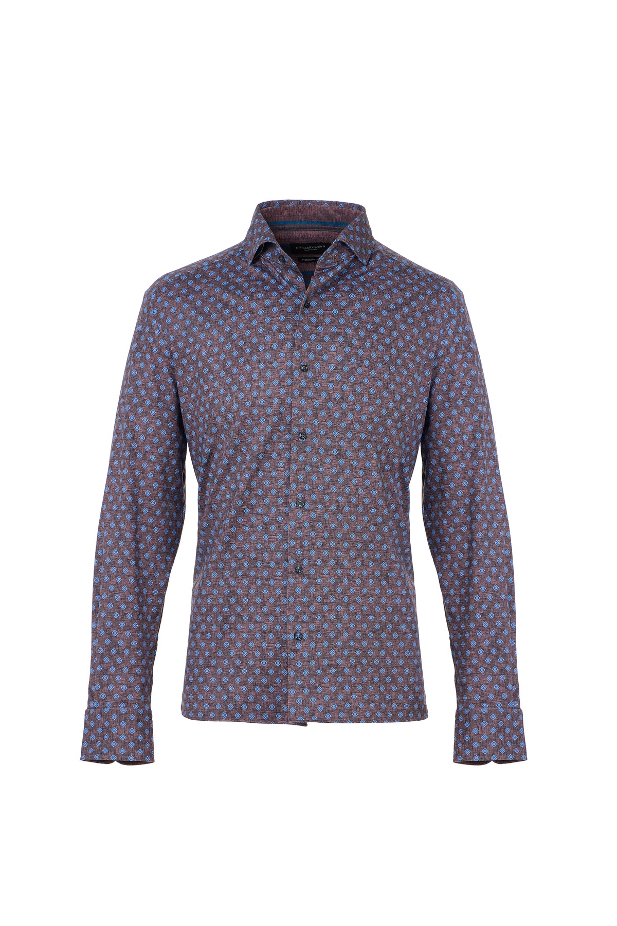 Blue & Brown Diamond Geo Button Down Shirt