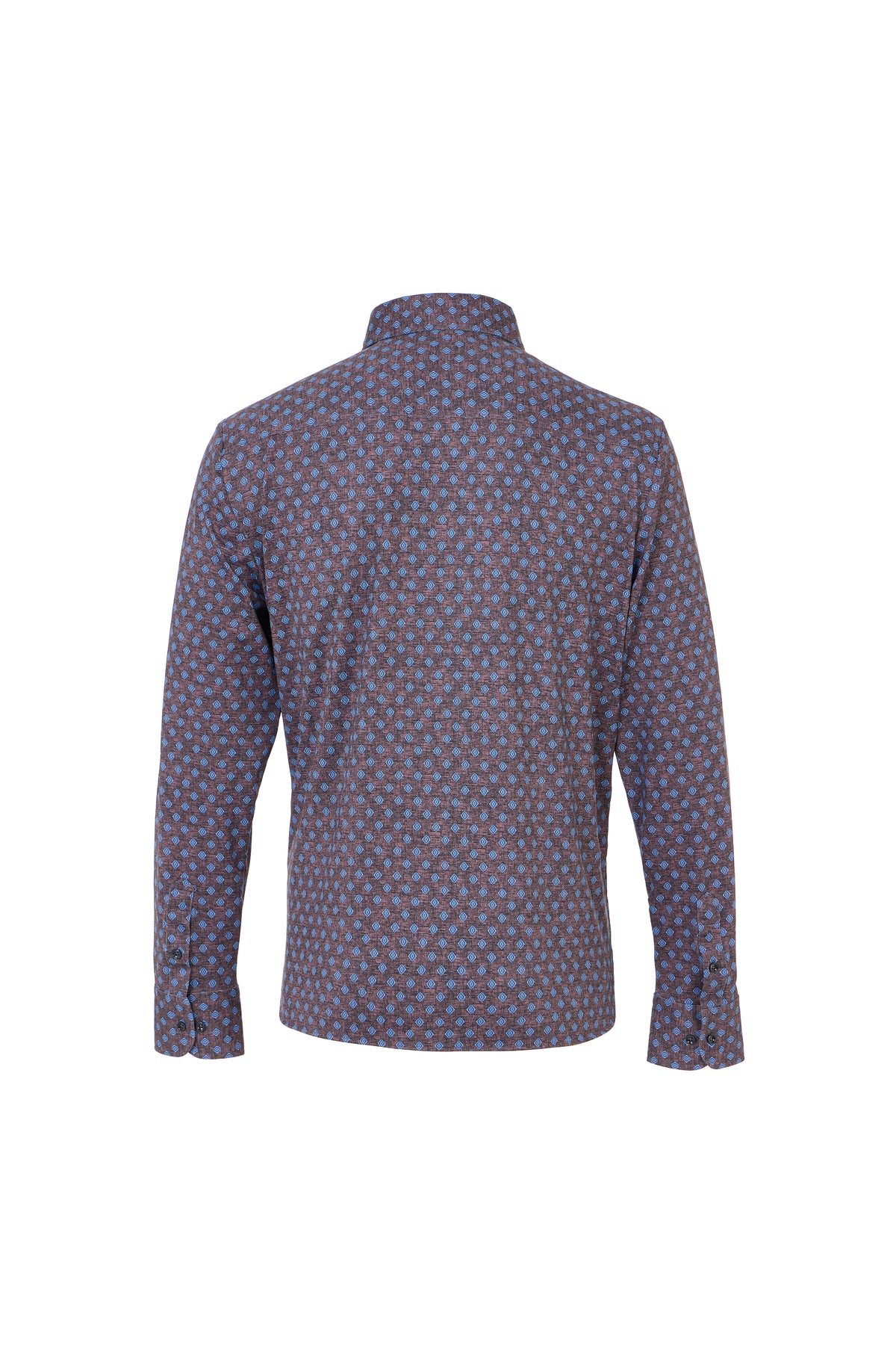 Blue & Brown Diamond Geo Button Down Shirt