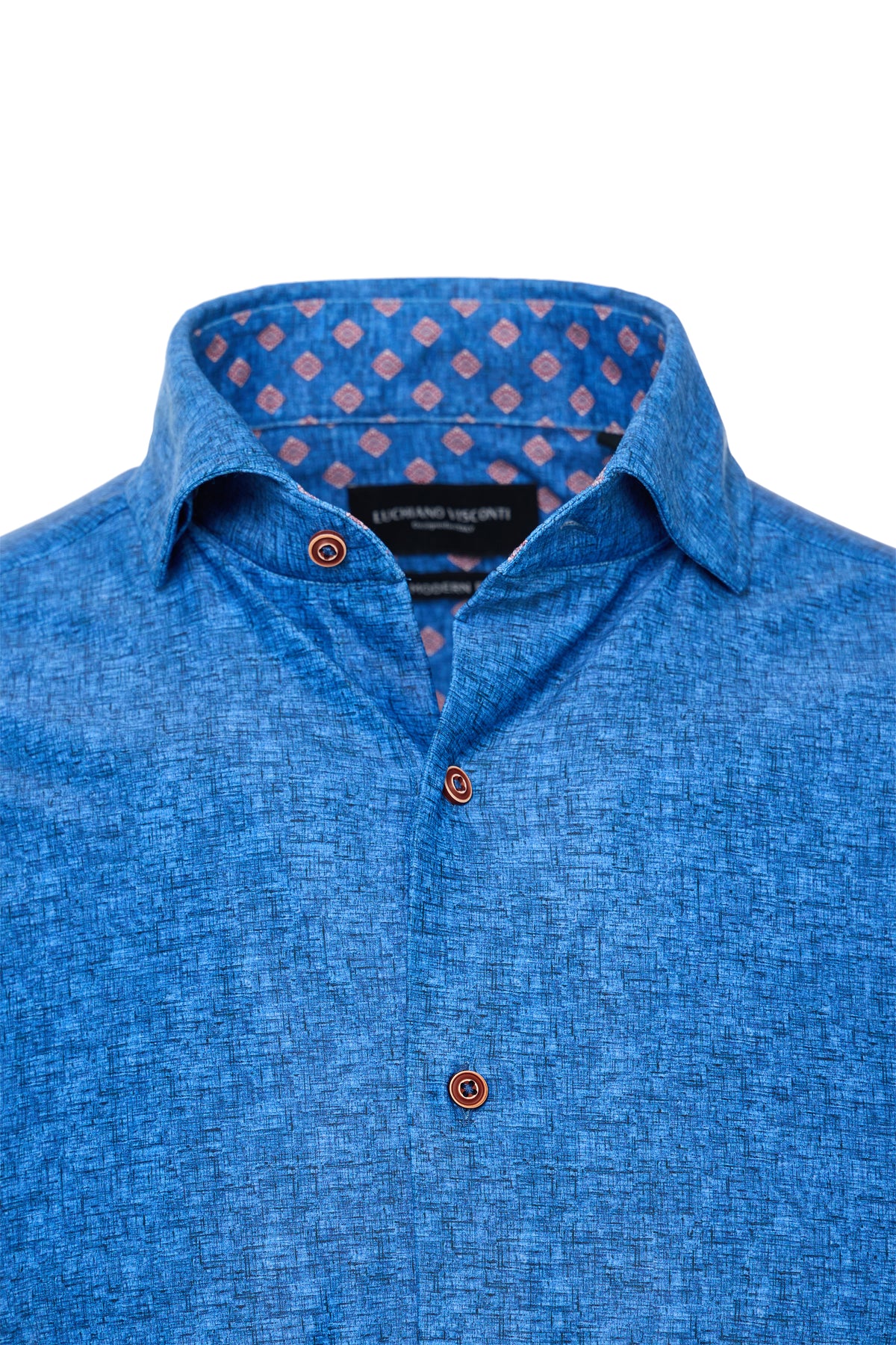 French Blue Reversible Geo Diamond Print Shirt
