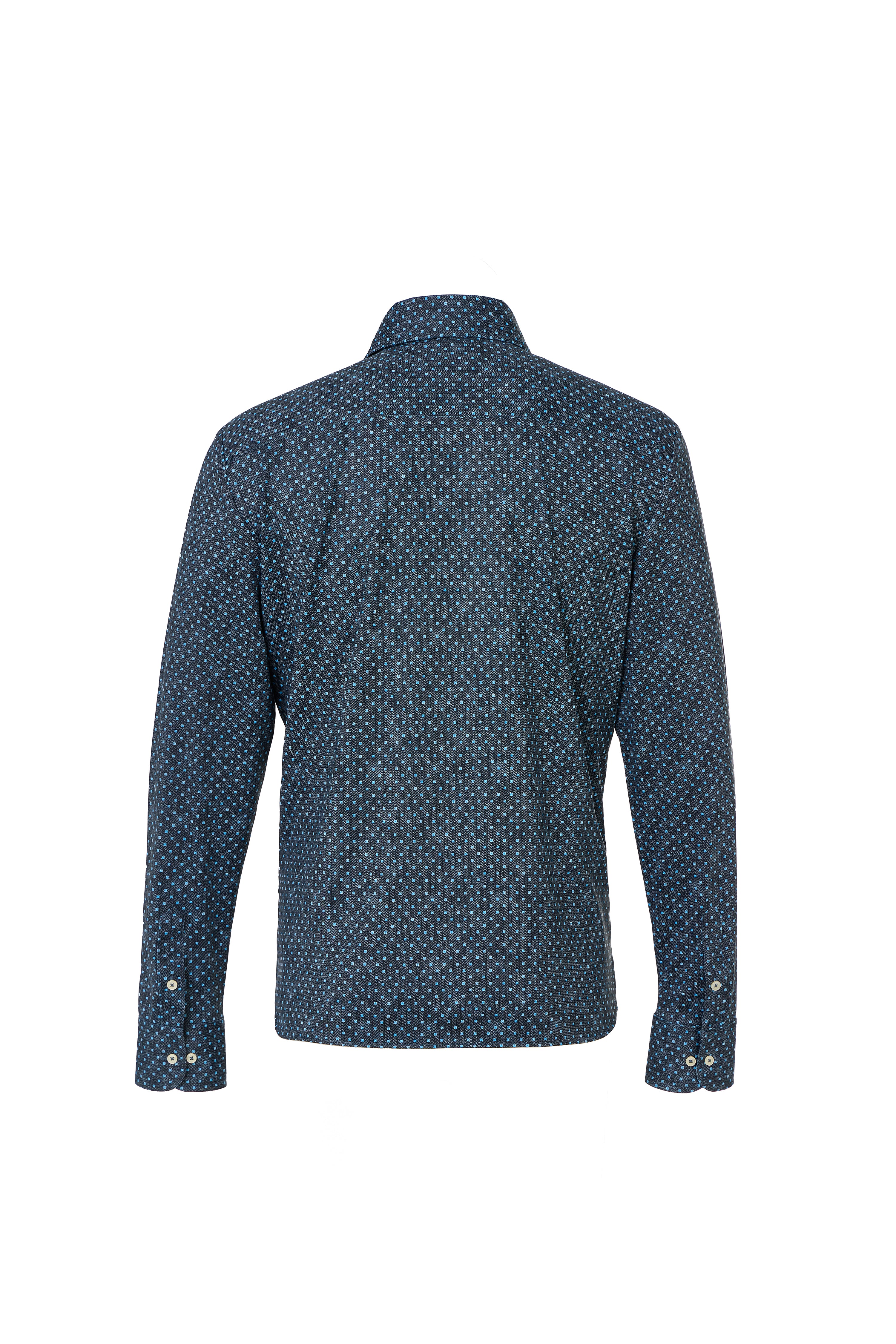 Black & Blue Herringbone Geo Dot Button Down Shirt