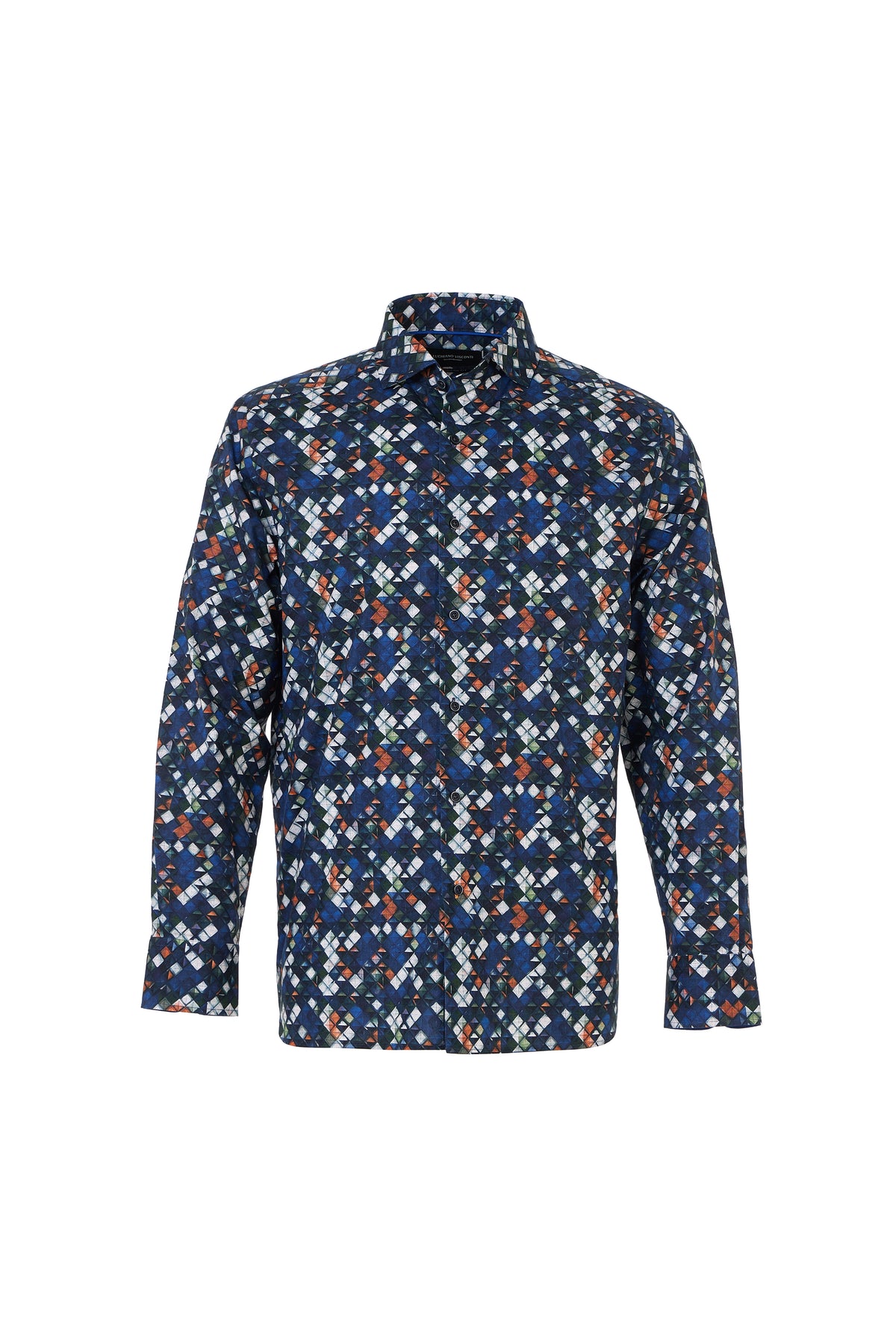 Multi Diamond Geo Print Button Down Shirt