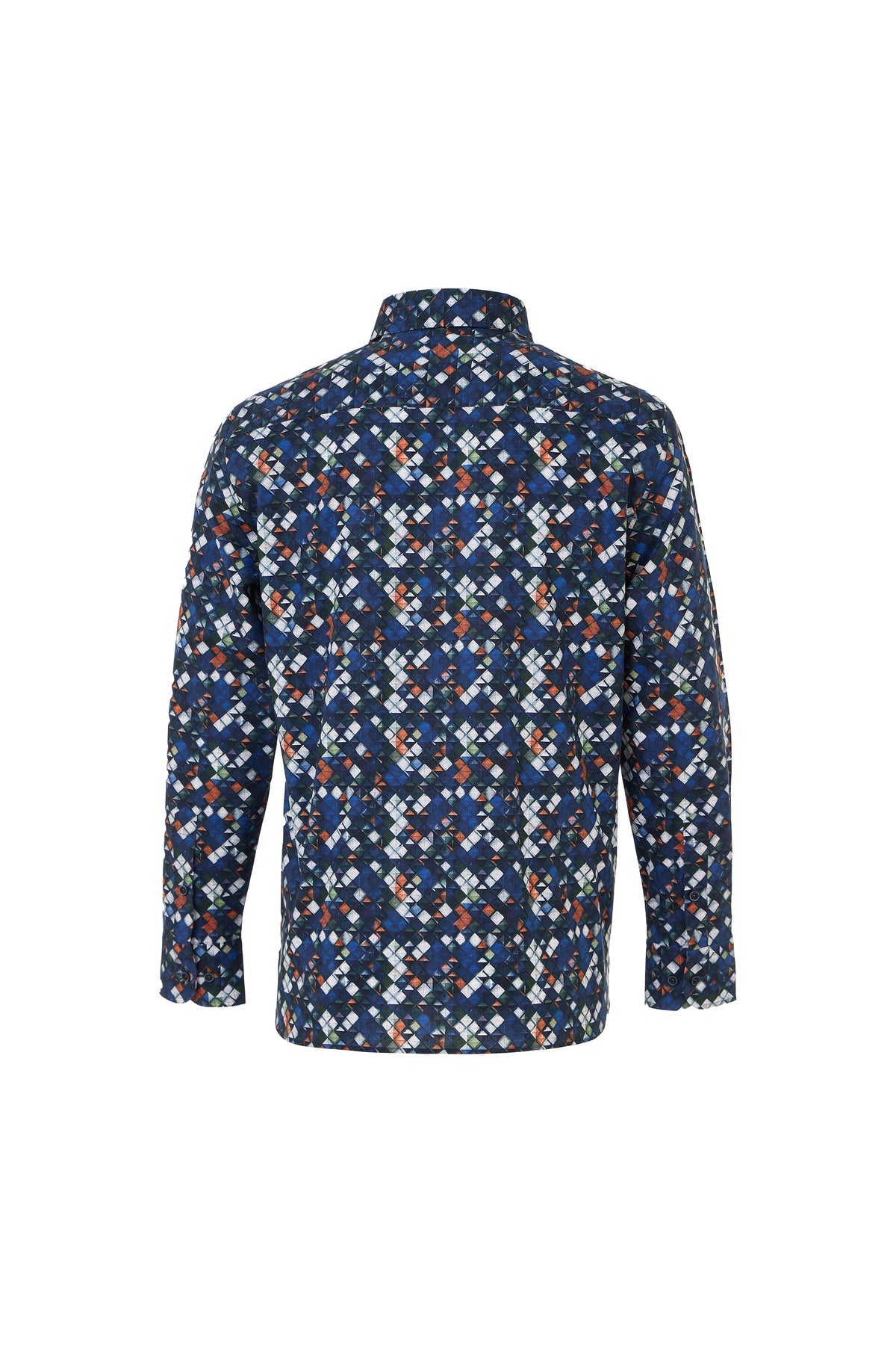 Multi Diamond Geo Print Button Down Shirt