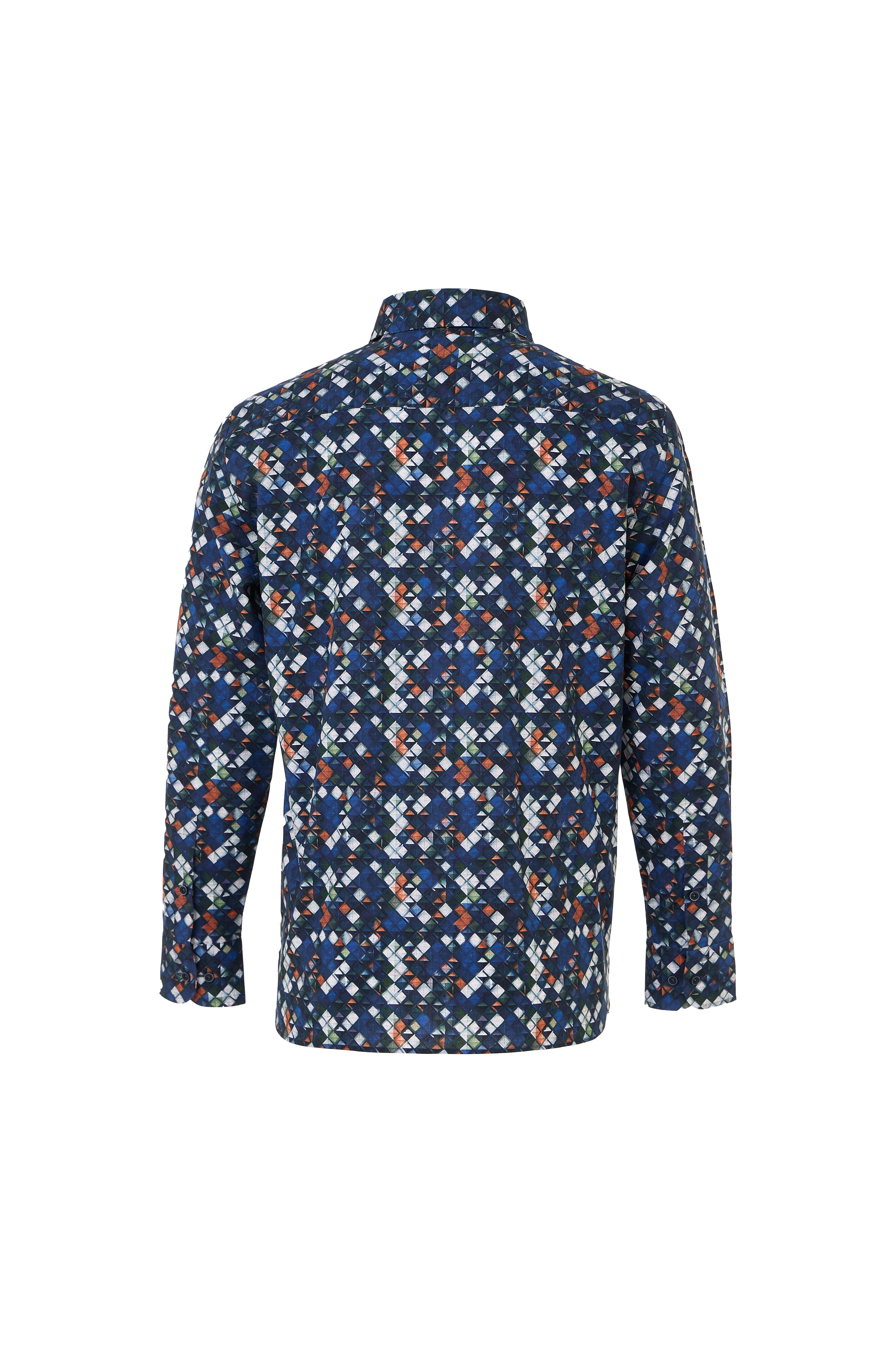 Multi Diamond Geo Print Button Down Shirt