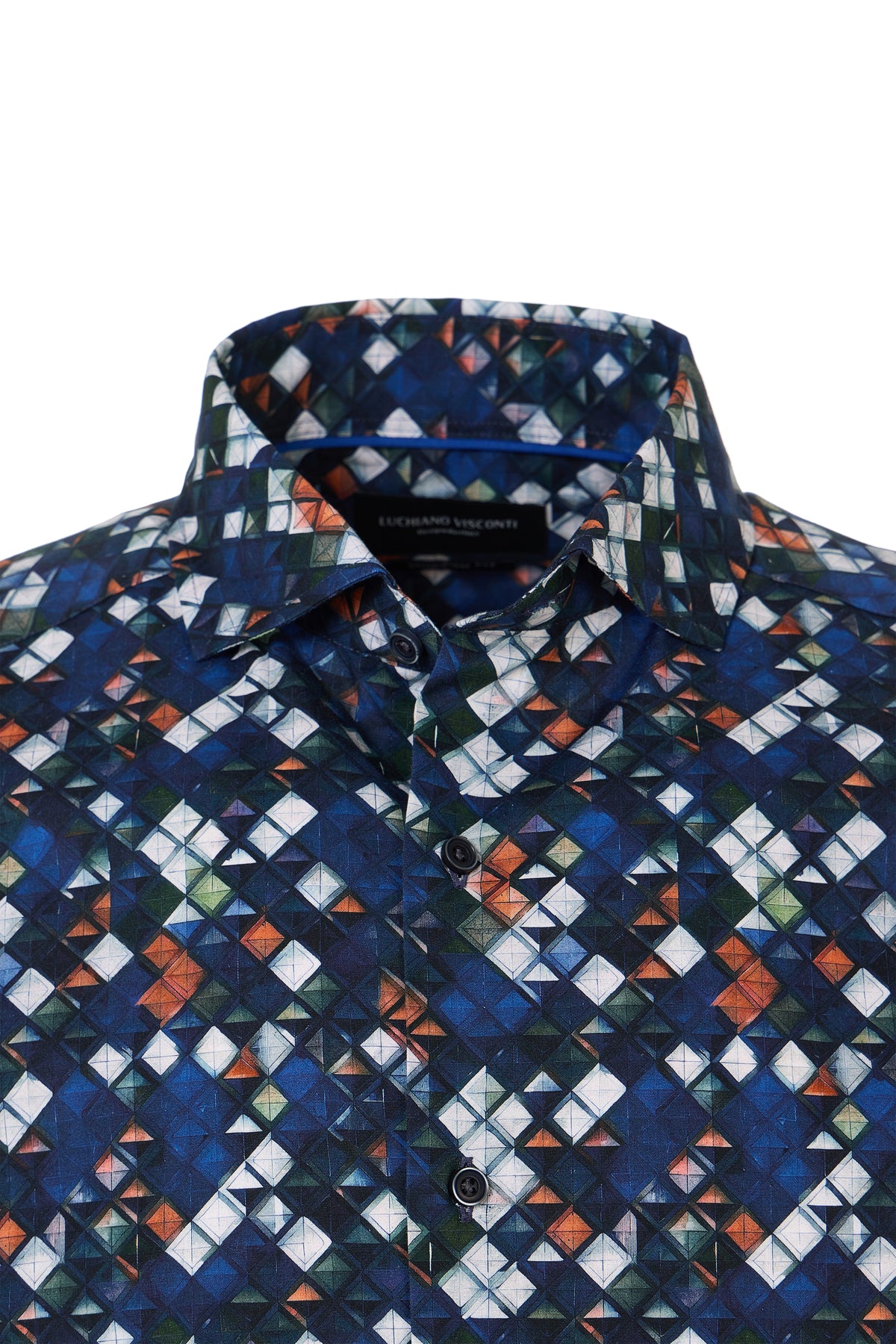 Multi Diamond Geo Print Button Down Shirt