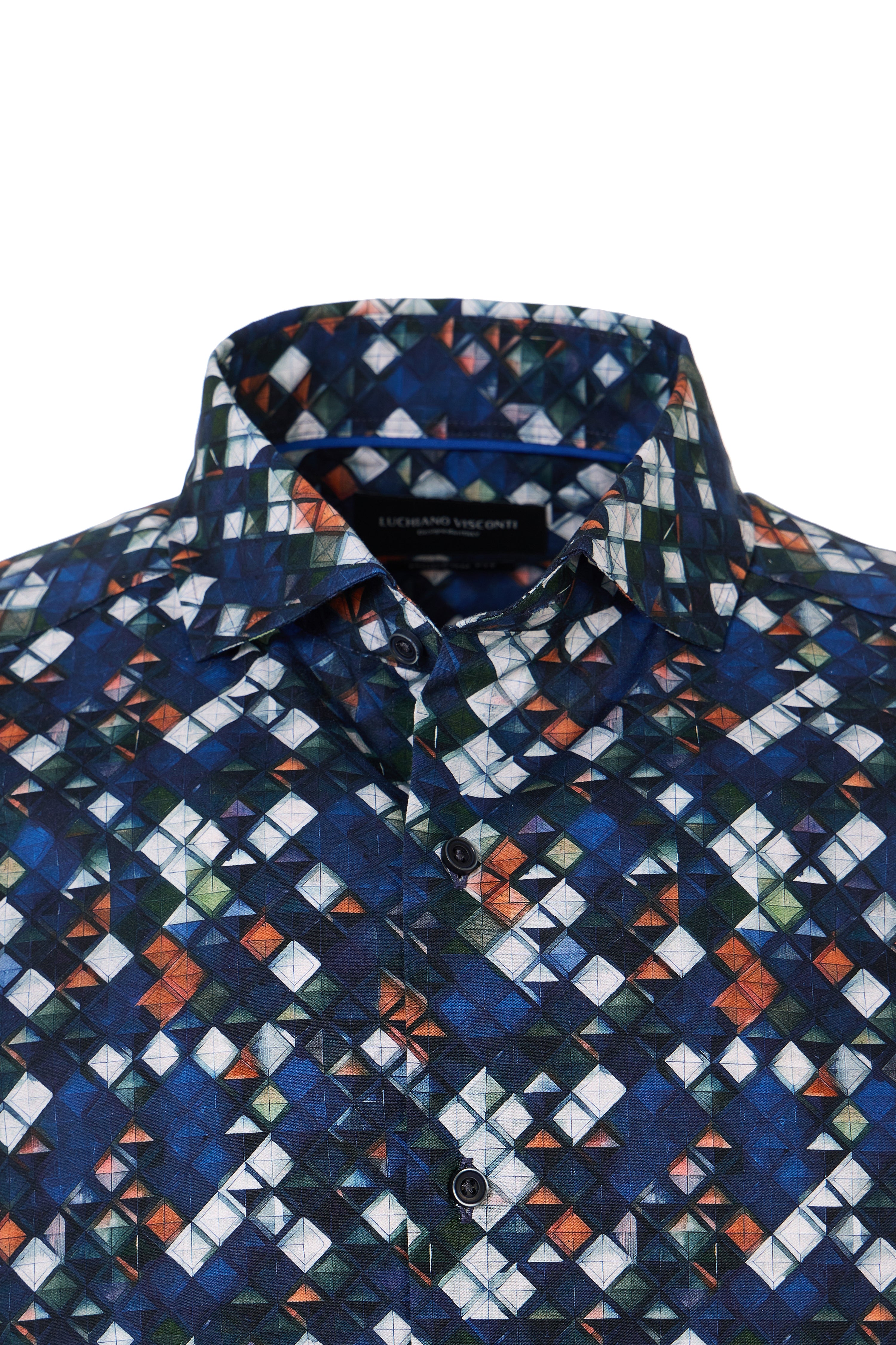 Multi Diamond Geo Print Button Down Shirt