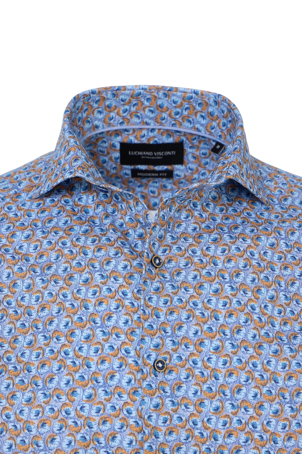 Melange Blue & Rust Floral Button Down Shirt