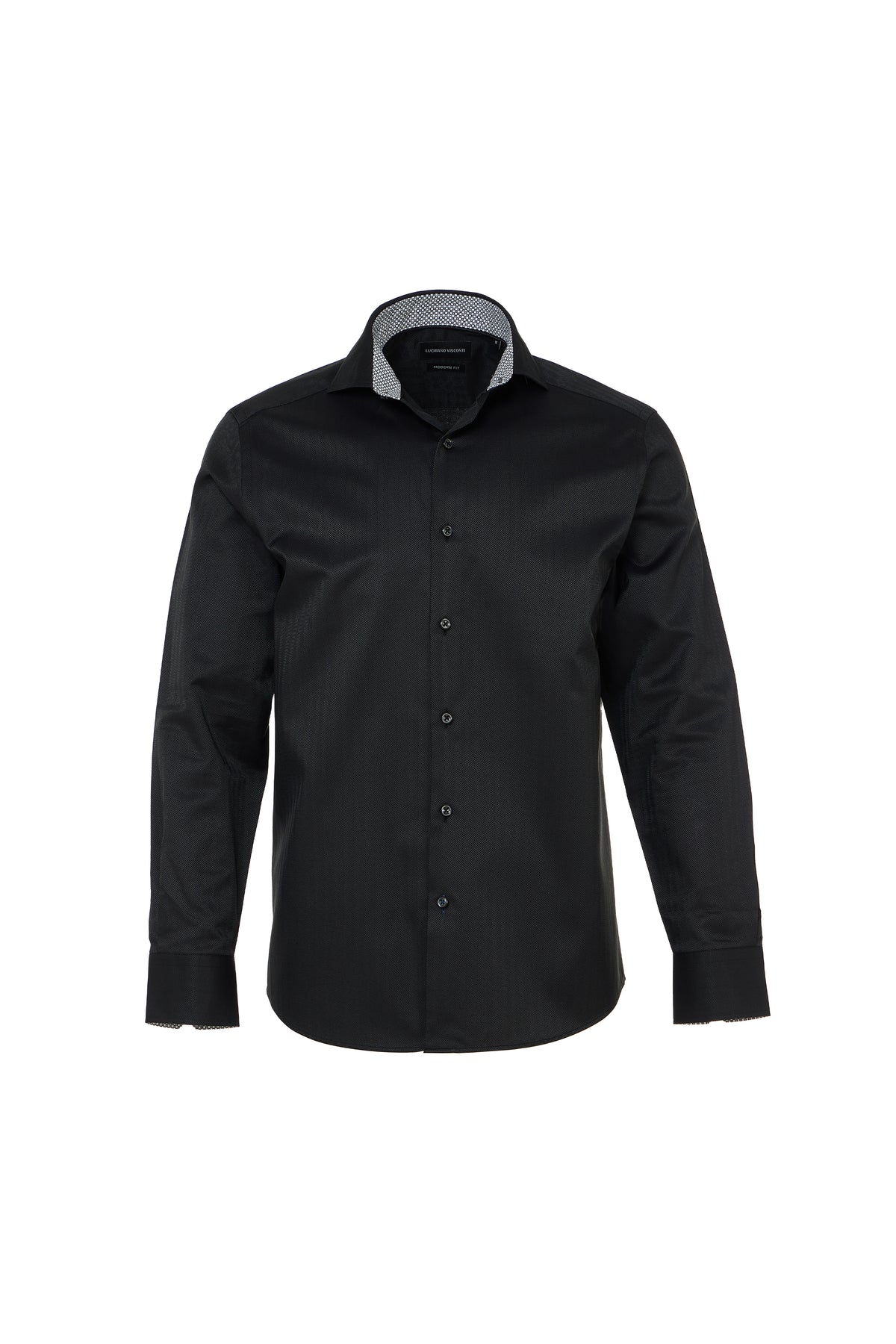 Black Herringbone Dress Shirt
