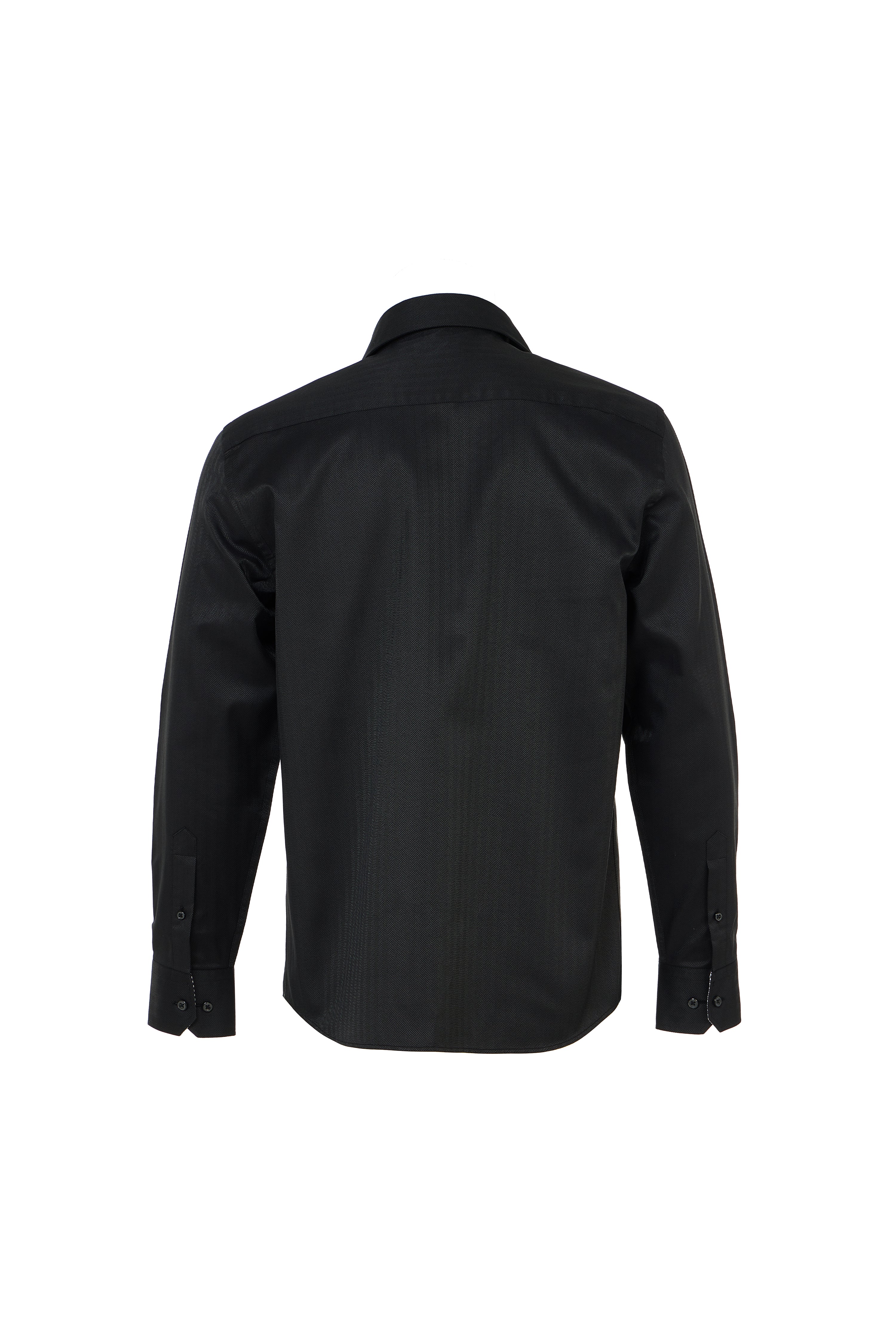 Black Herringbone Dress Shirt