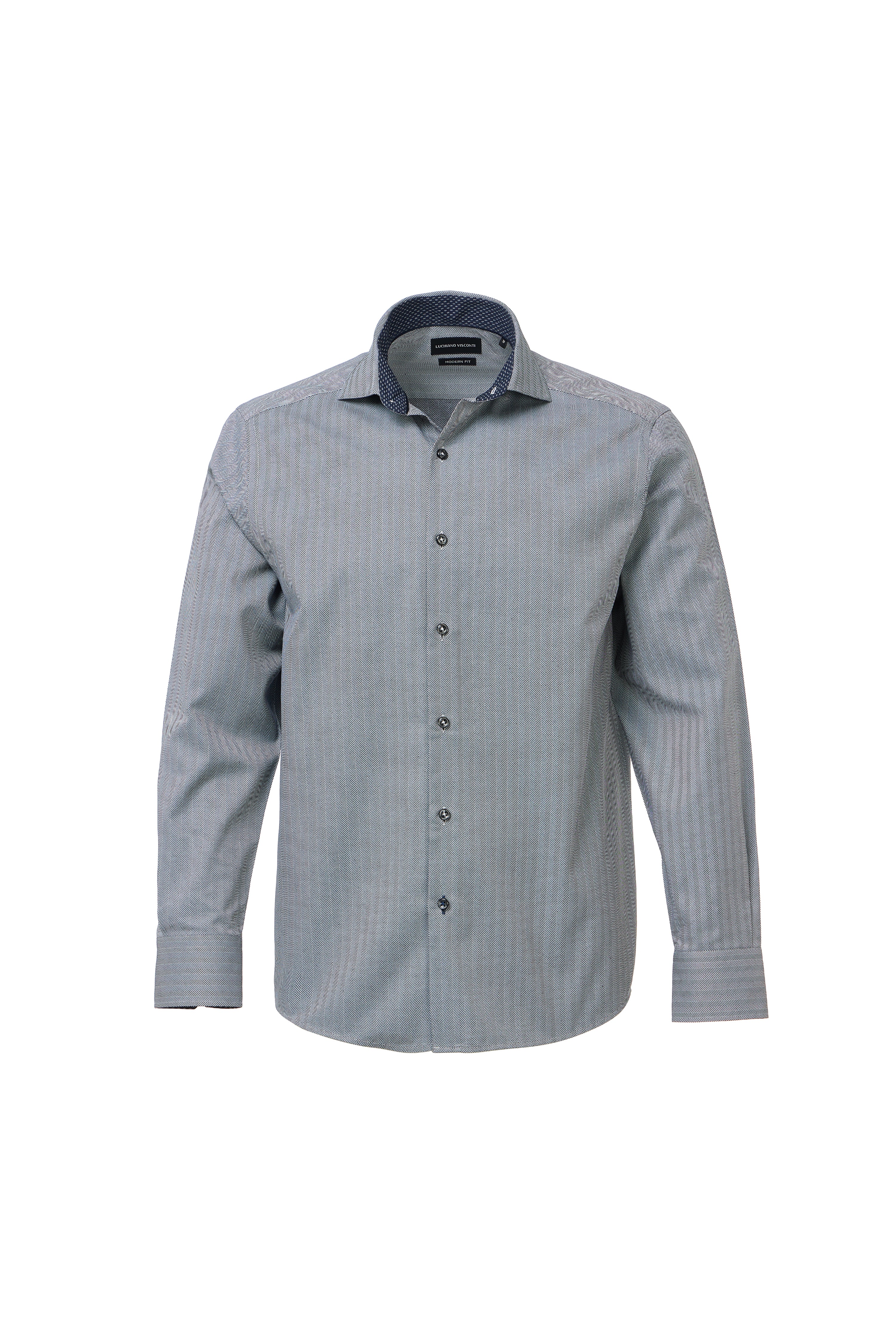 Charcoal Herringbone Dress Shirt