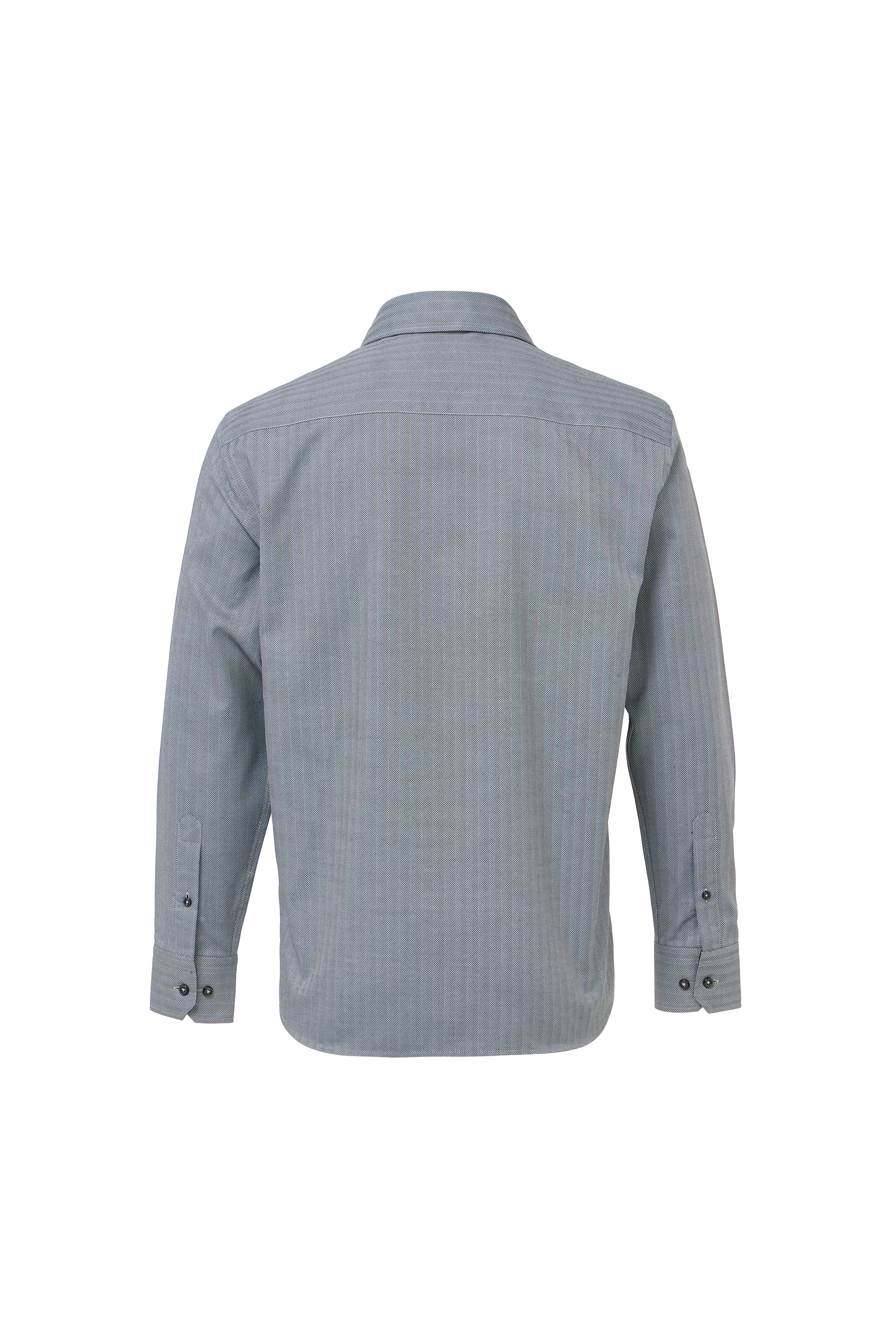 Charcoal Herringbone Dress Shirt