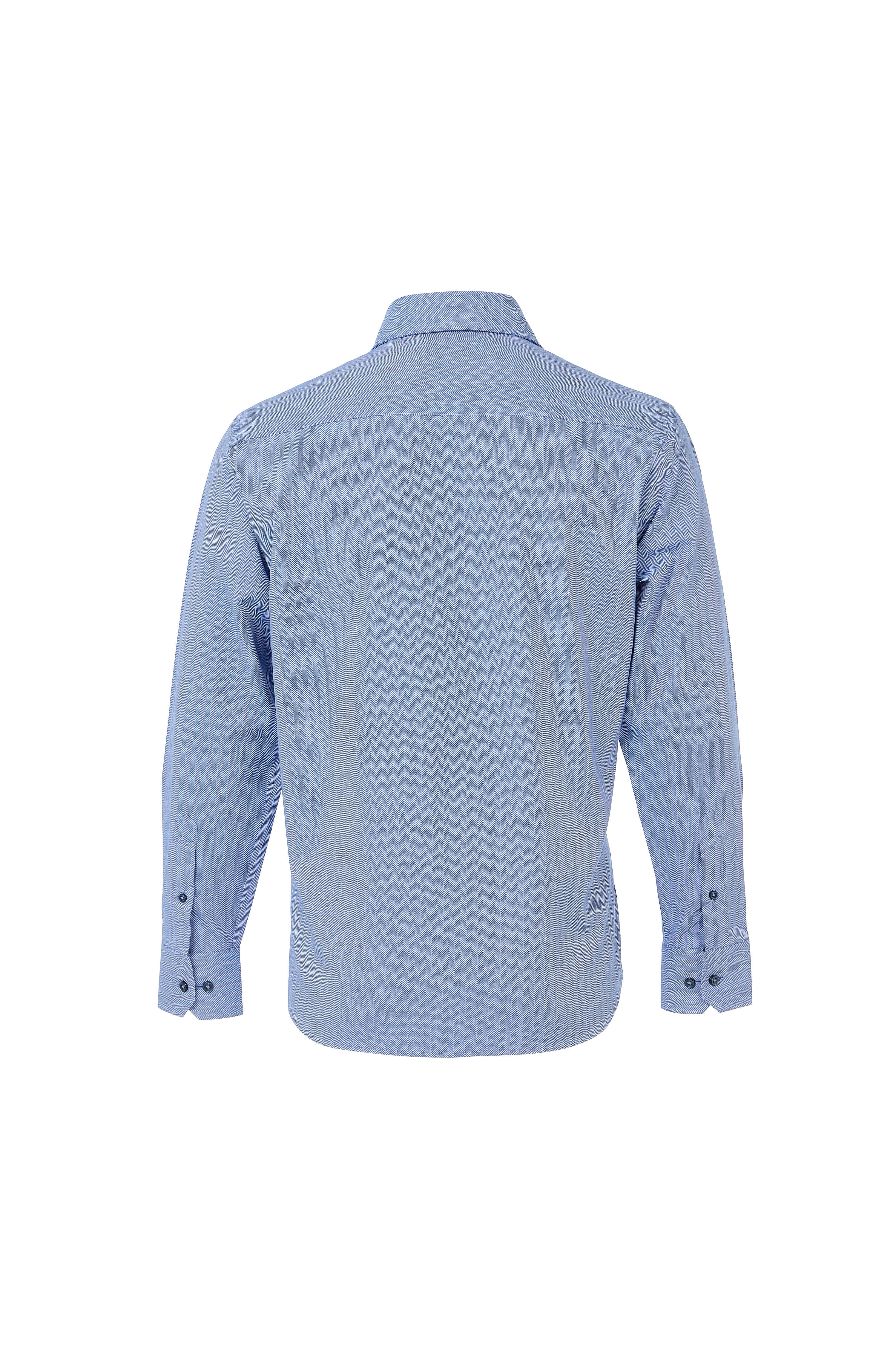 Blue Herringbone Dress Shirt