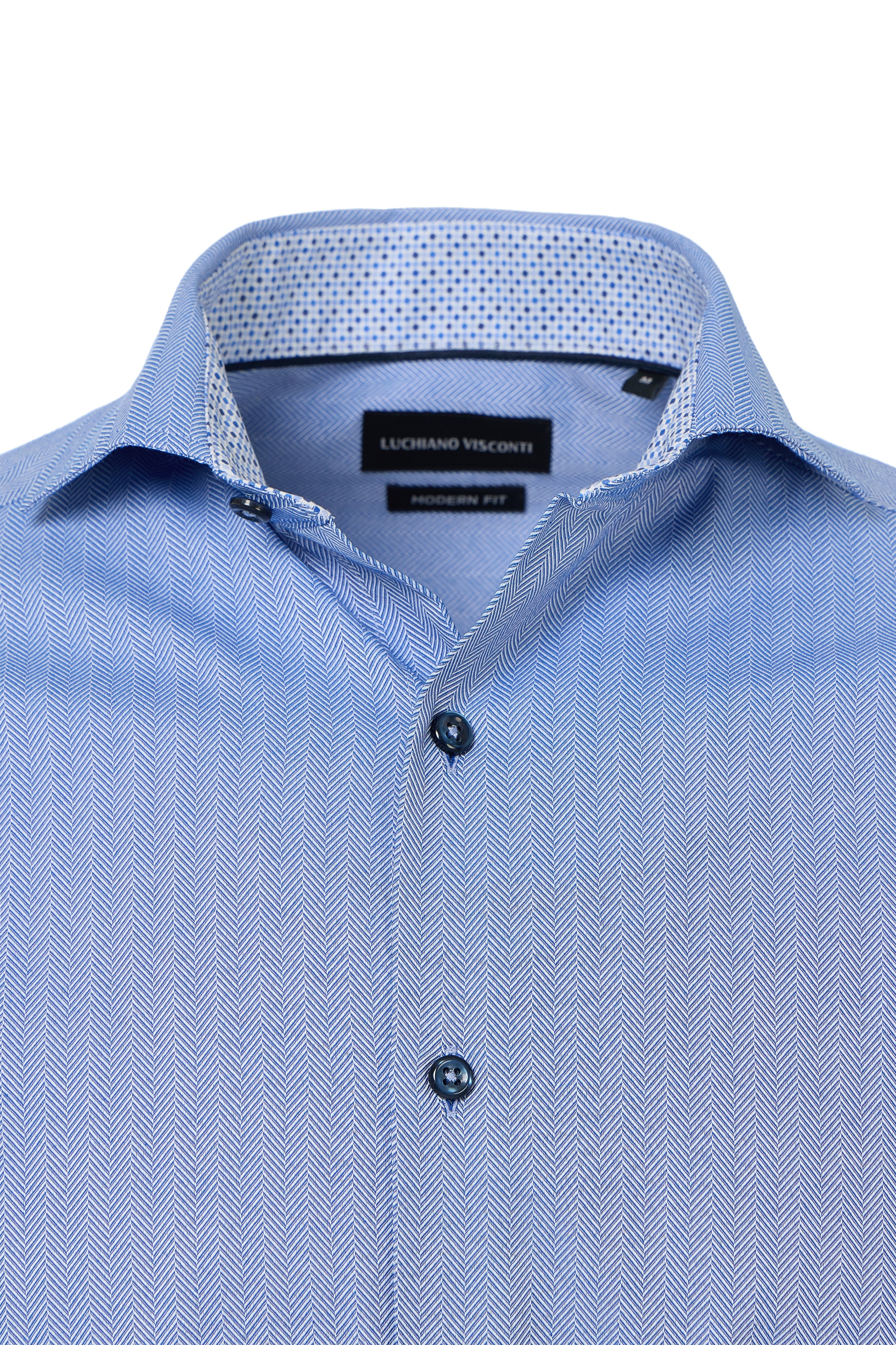 Blue Herringbone Dress Shirt