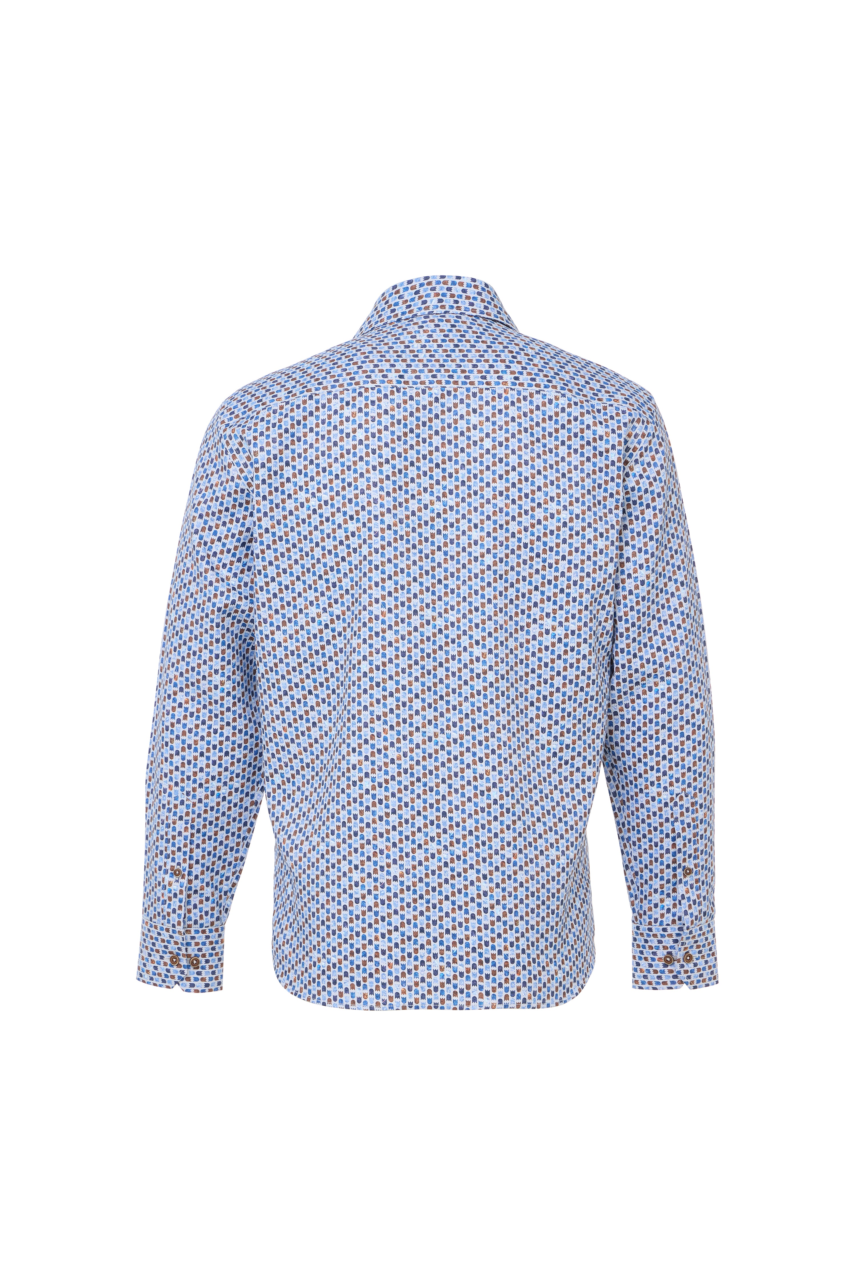 Geo Print on Herringbone Button Down Shirt