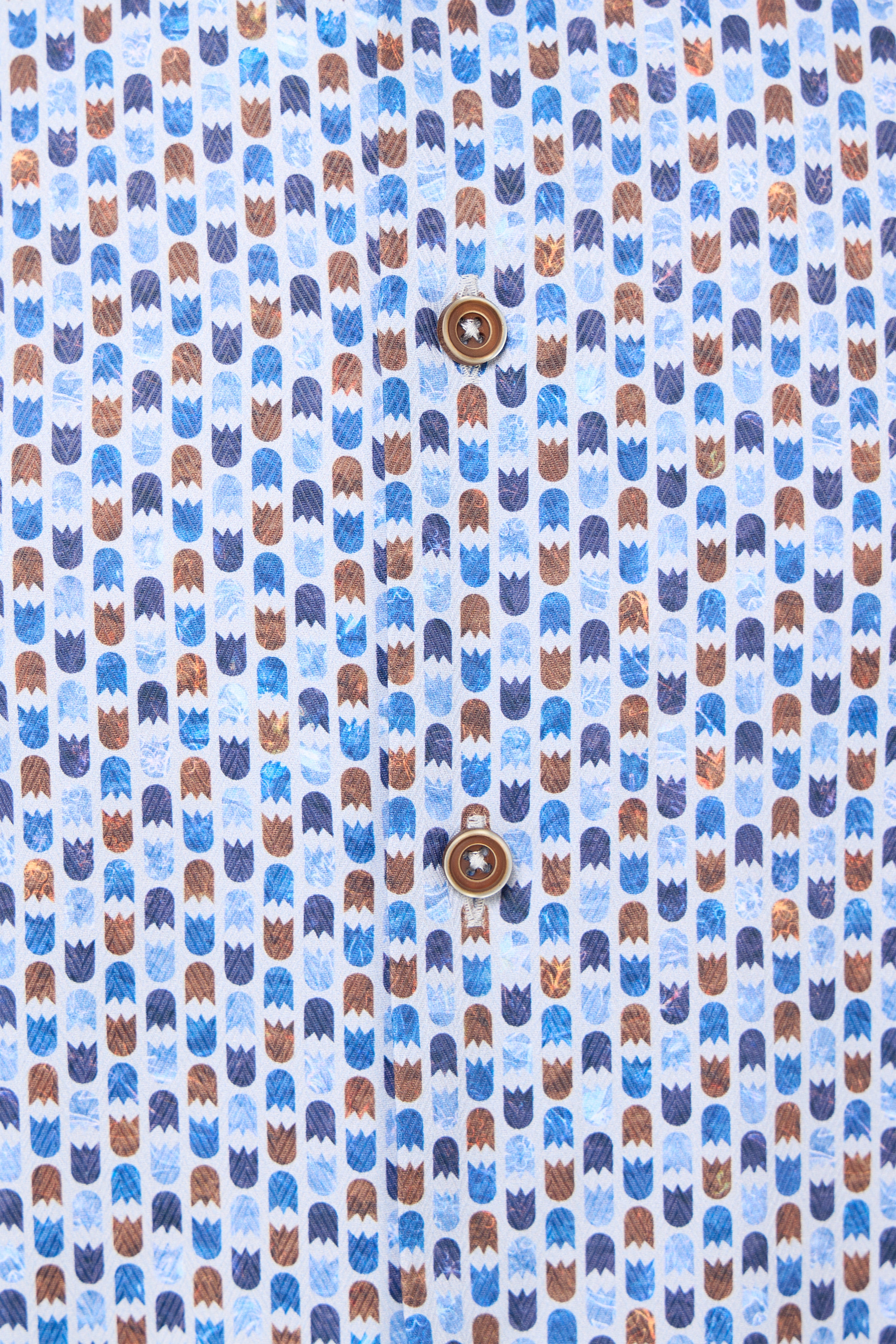 Geo Print on Herringbone Button Down Shirt