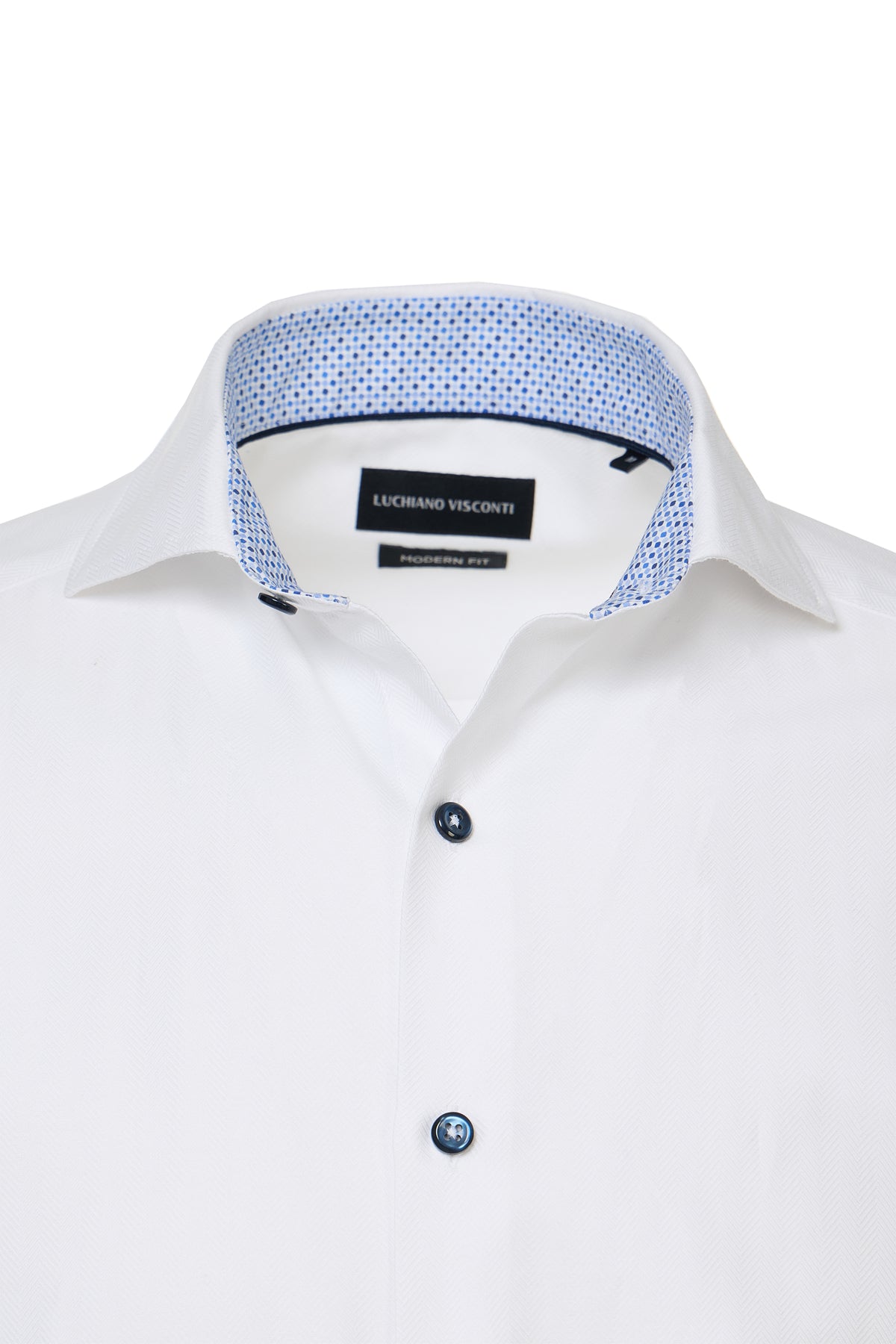 White Herringbone Dress Shirt