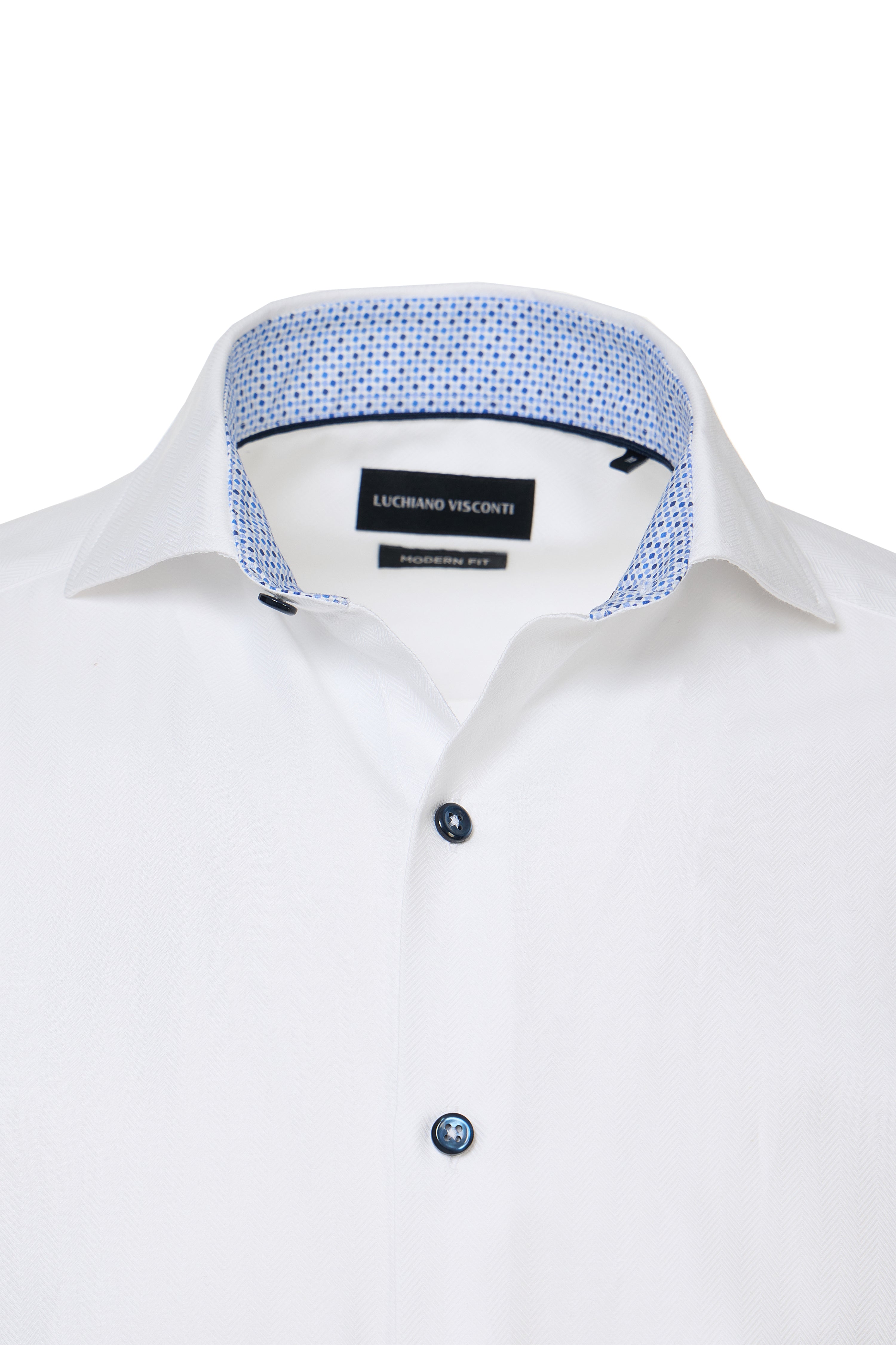 White Herringbone Dress Shirt