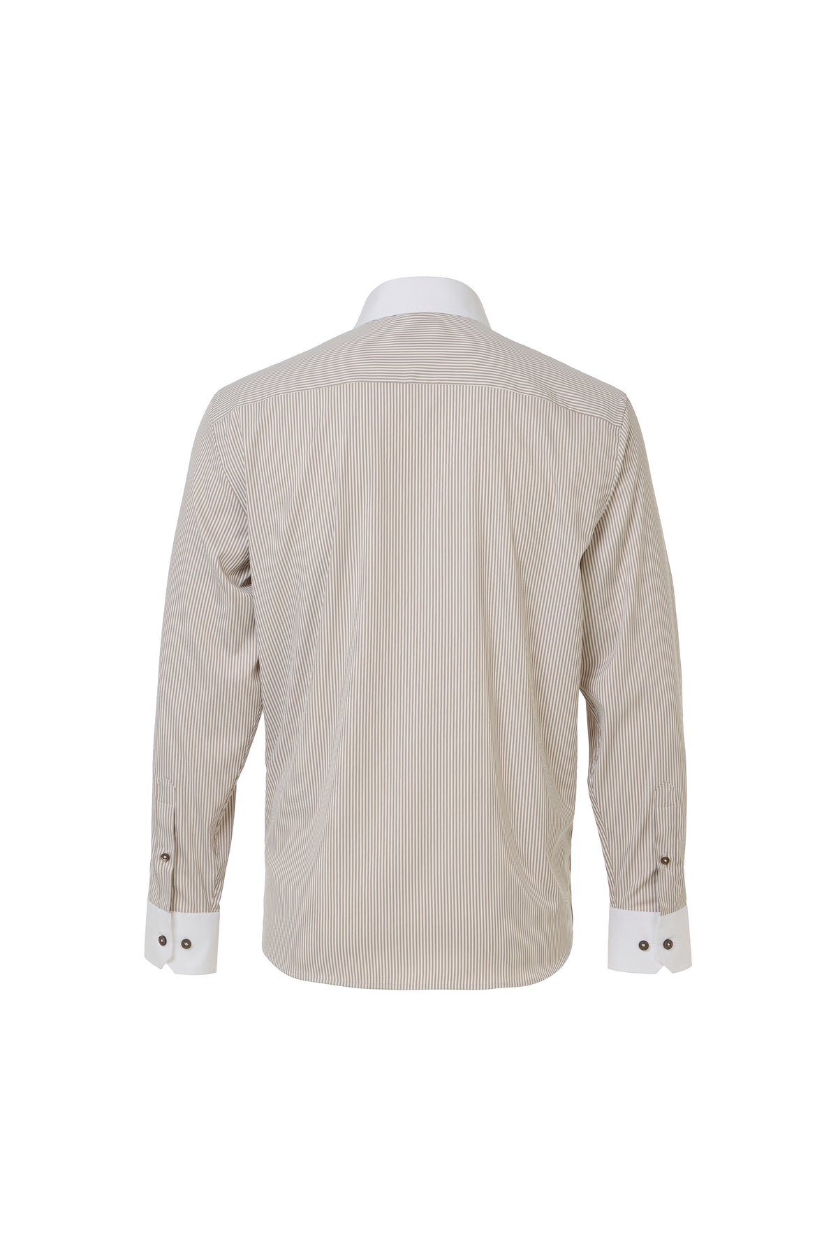 Taupe & White Awning Stripe Button Down Shirt