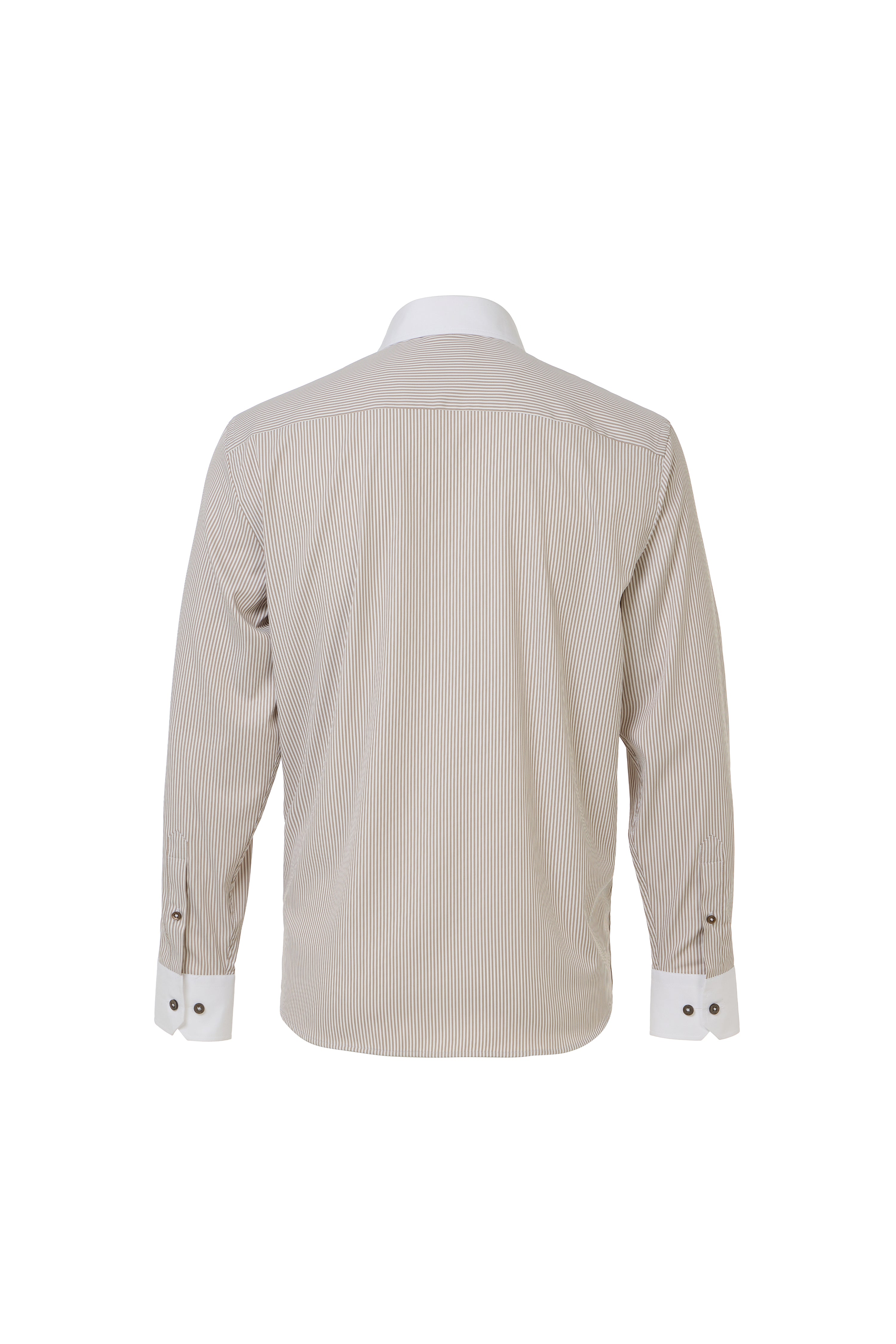 Taupe & White Awning Stripe Button Down Shirt