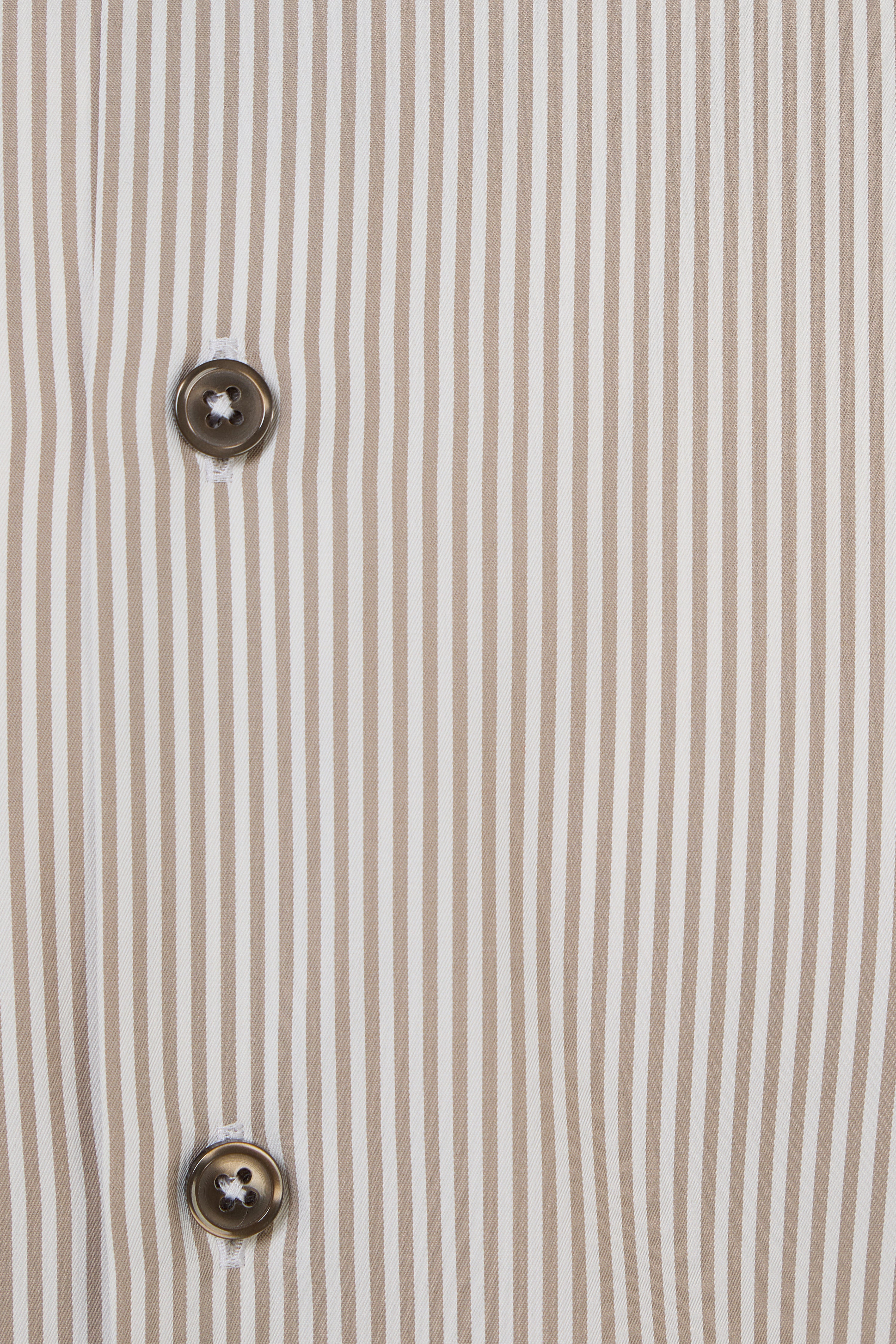 Taupe & White Awning Stripe Button Down Shirt