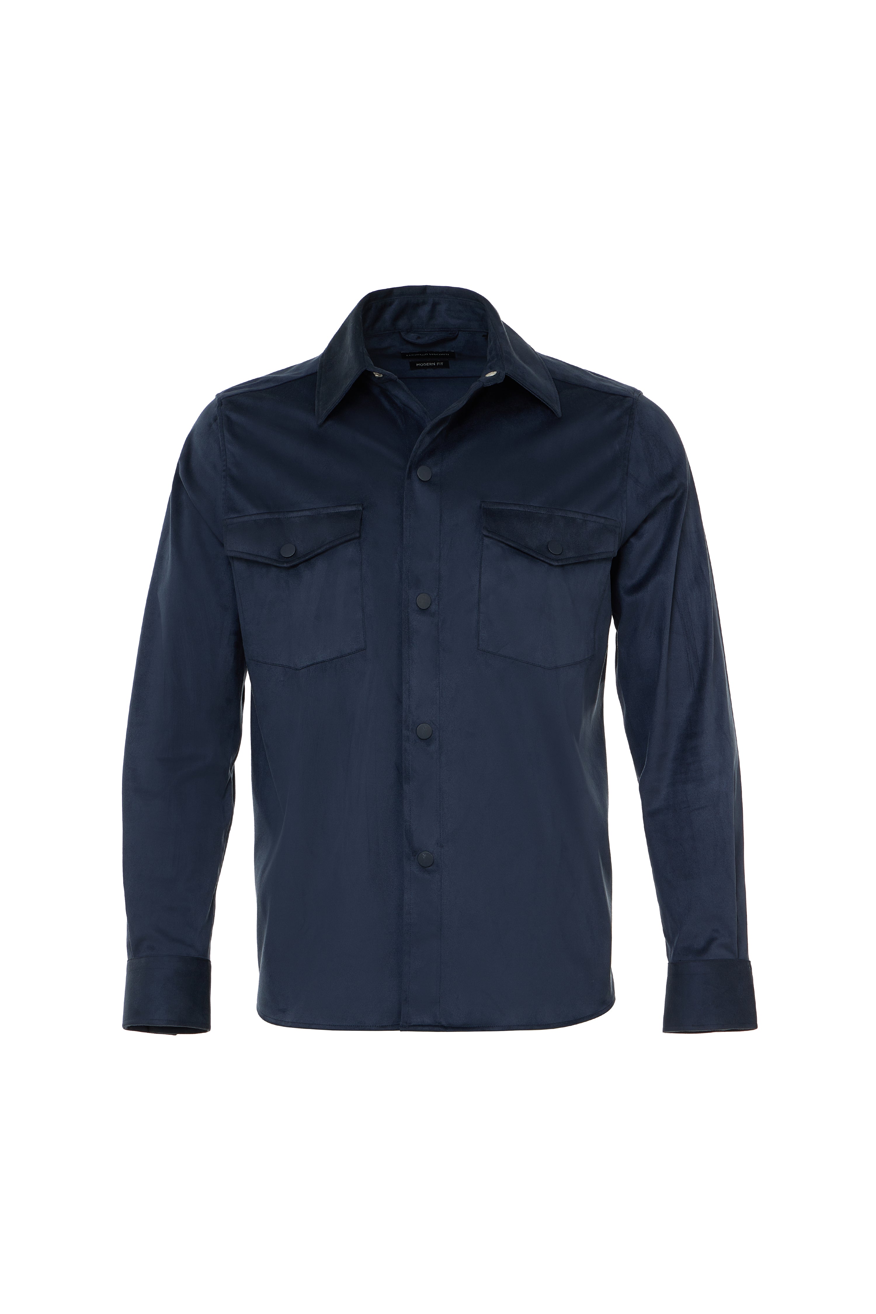 Indigo Faux Suede Shirt Jacket