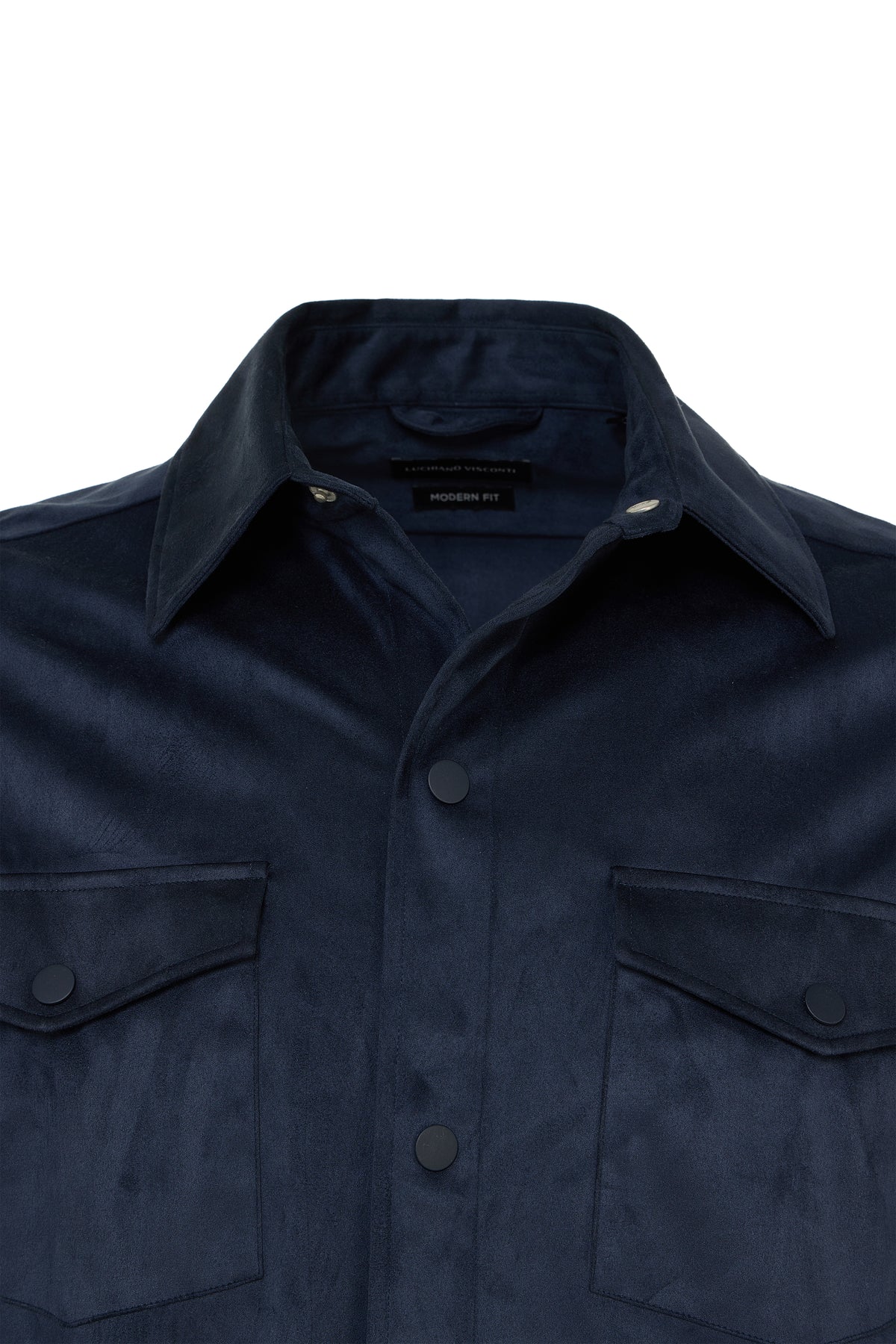 Indigo Faux Suede Shirt Jacket