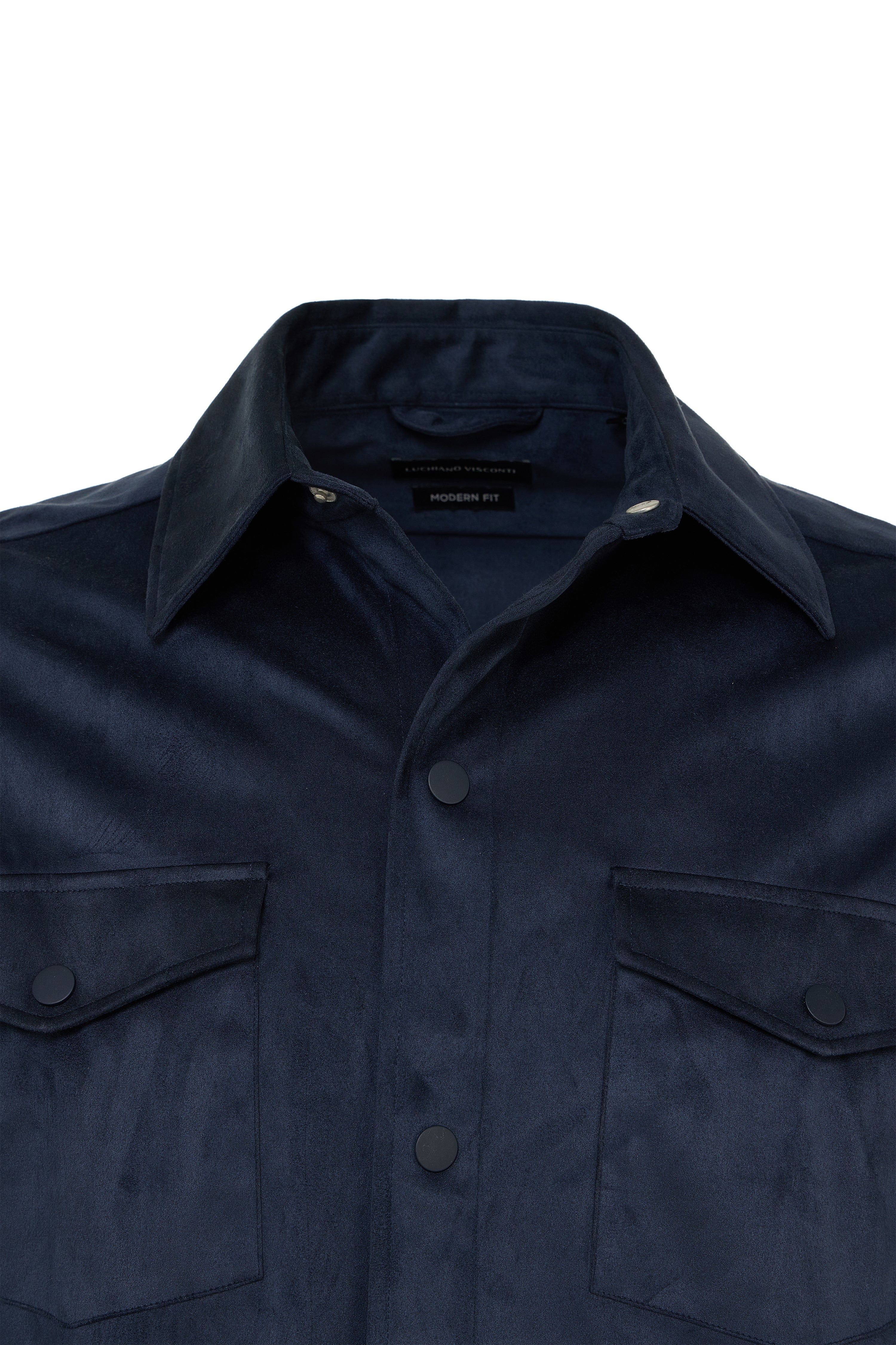 Indigo Faux Suede Shirt Jacket