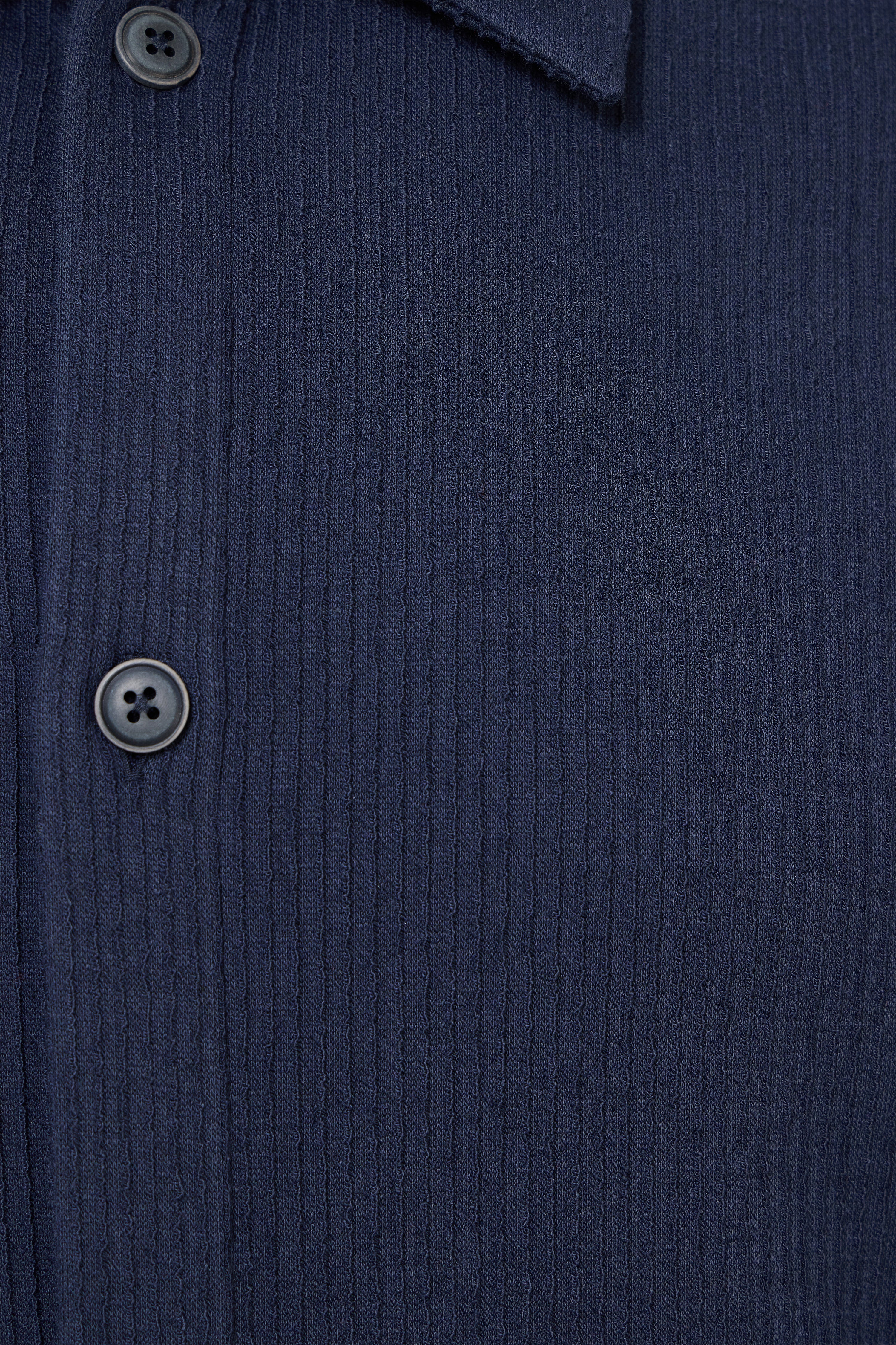 Navy Dobby Jacquard Knit Stripe Shirt Jacket