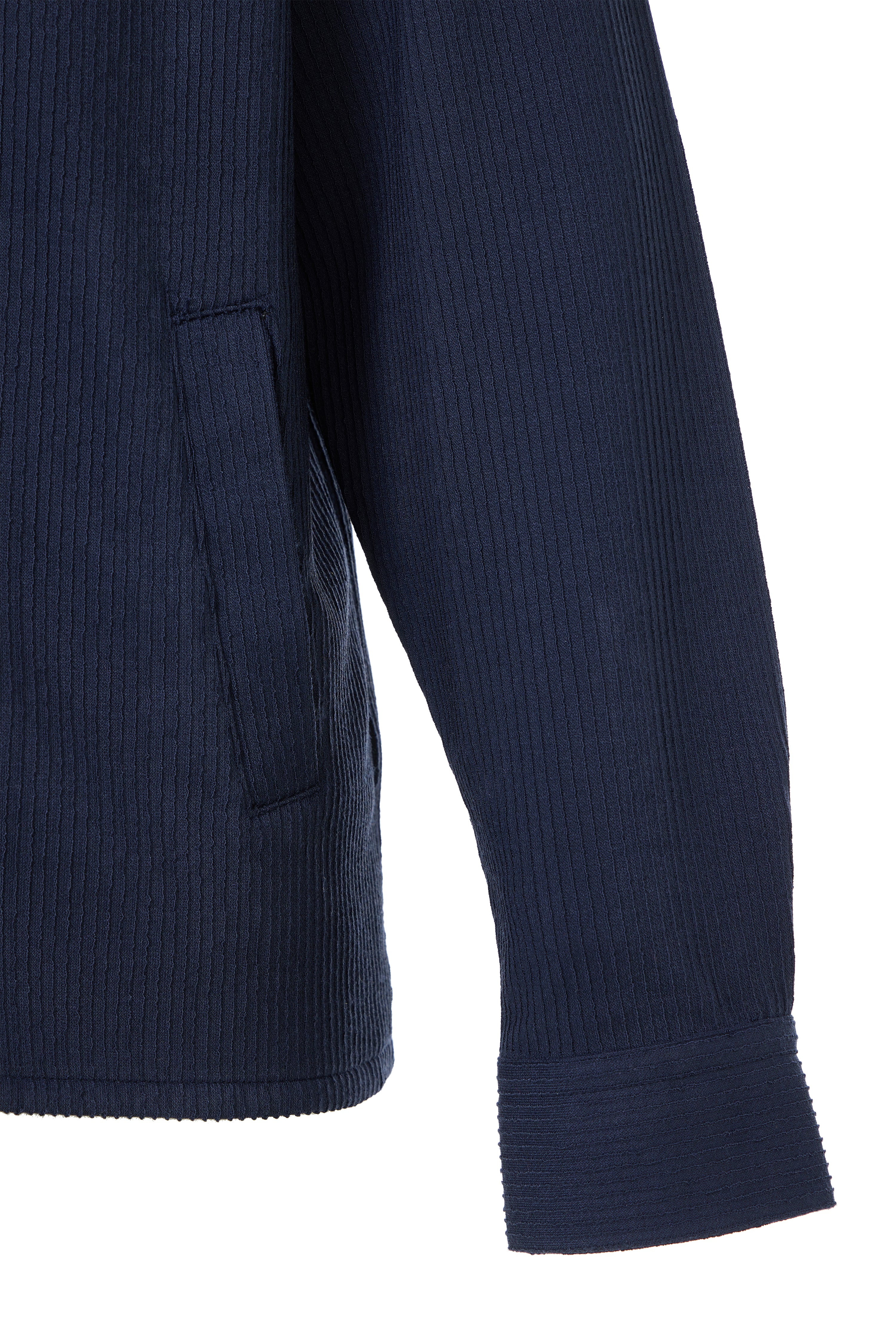 Navy Dobby Jacquard Knit Stripe Shirt Jacket