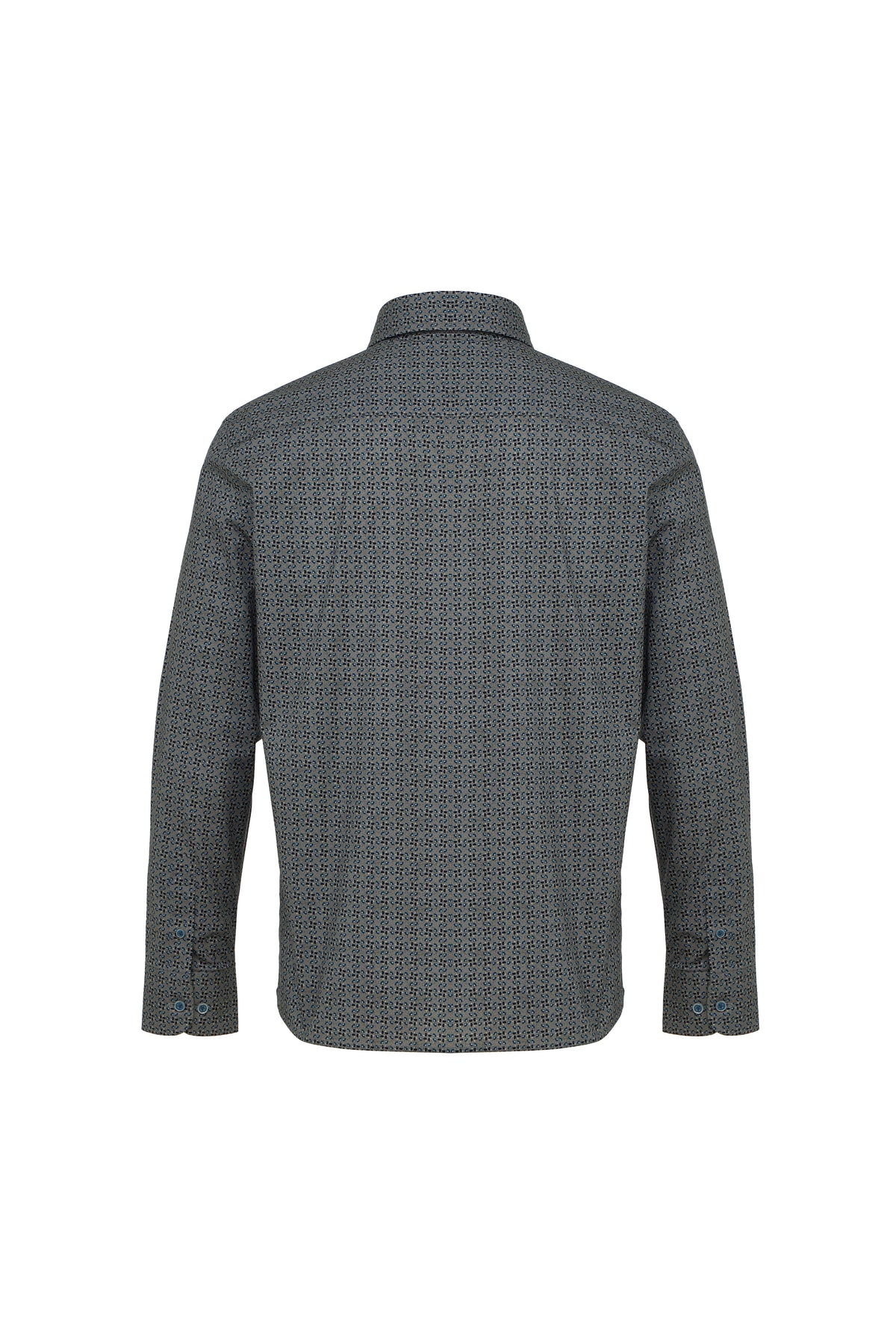 Navy, Grey & Blue Geo Print Button Down Shirt