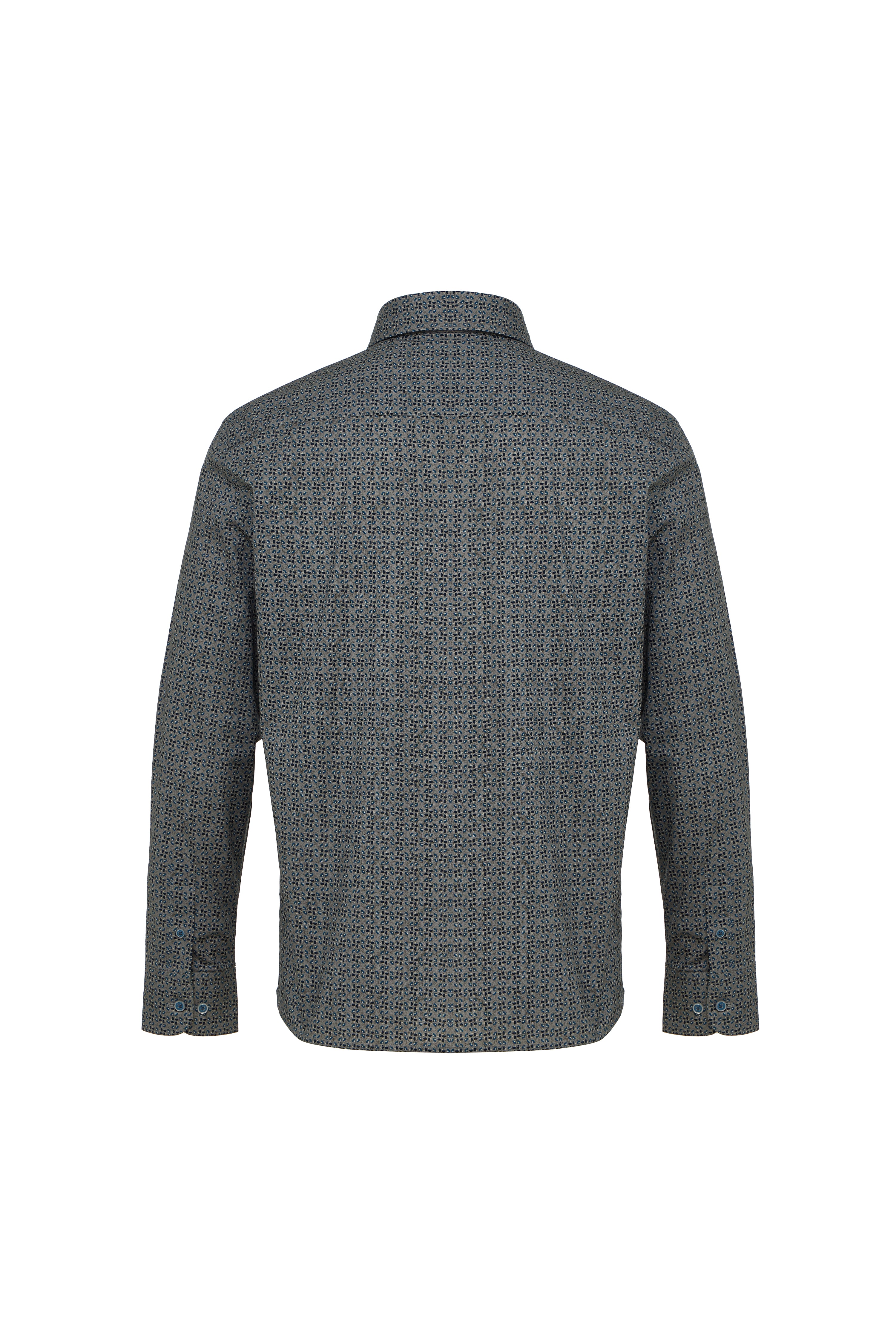 Navy, Grey & Blue Geo Print Button Down Shirt