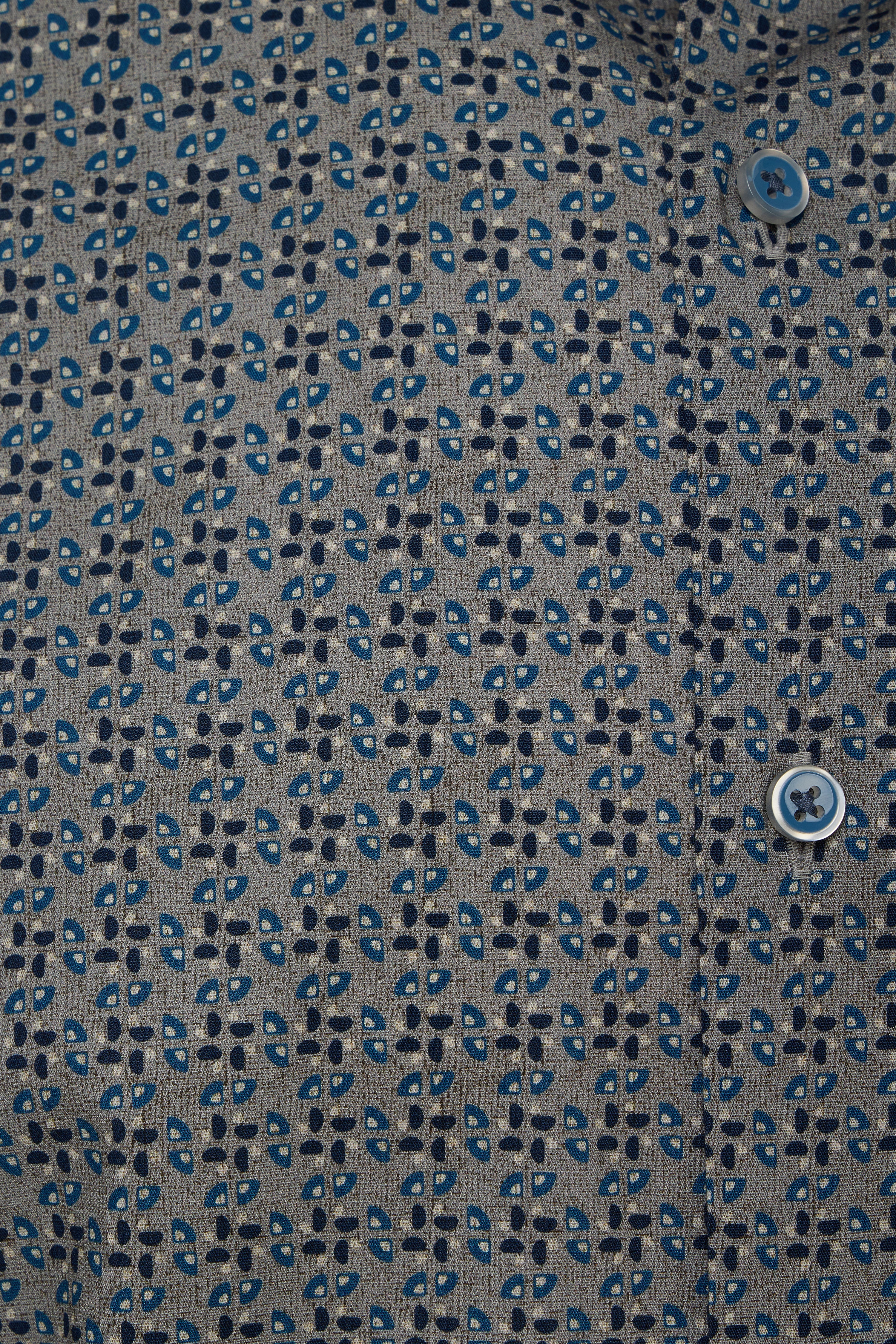 Navy, Grey & Blue Geo Print Button Down Shirt