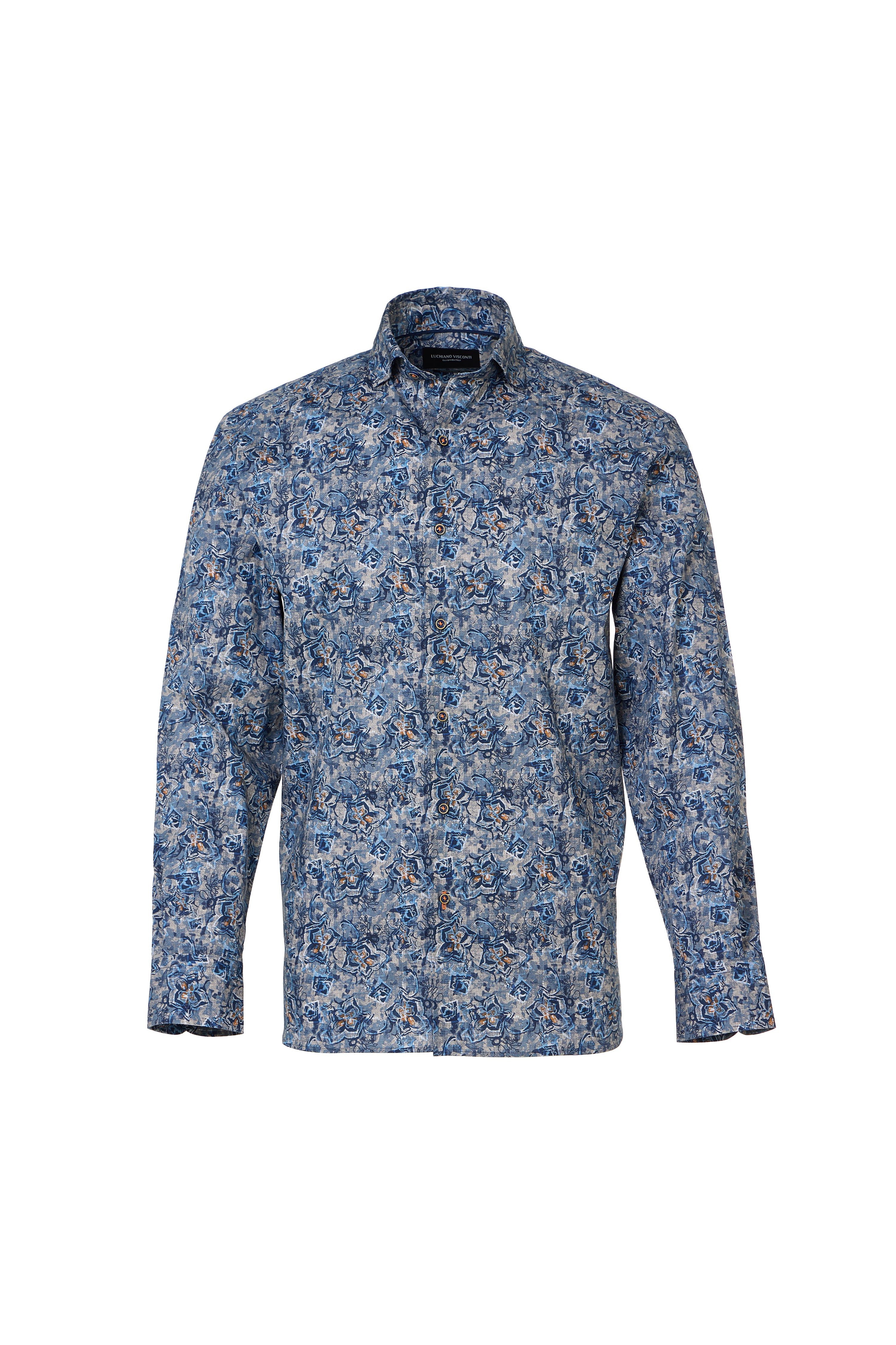 Navy & Taupe Floral Mélange Button Down Shirt