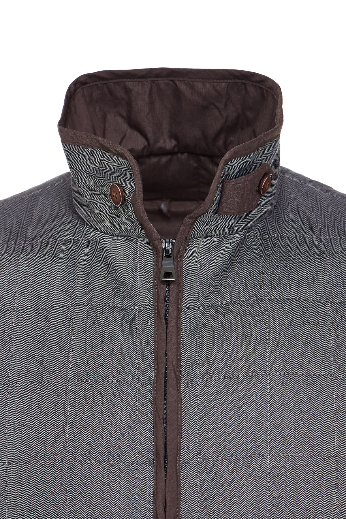 Melange Brown Double Zip Quilted Performance Vest