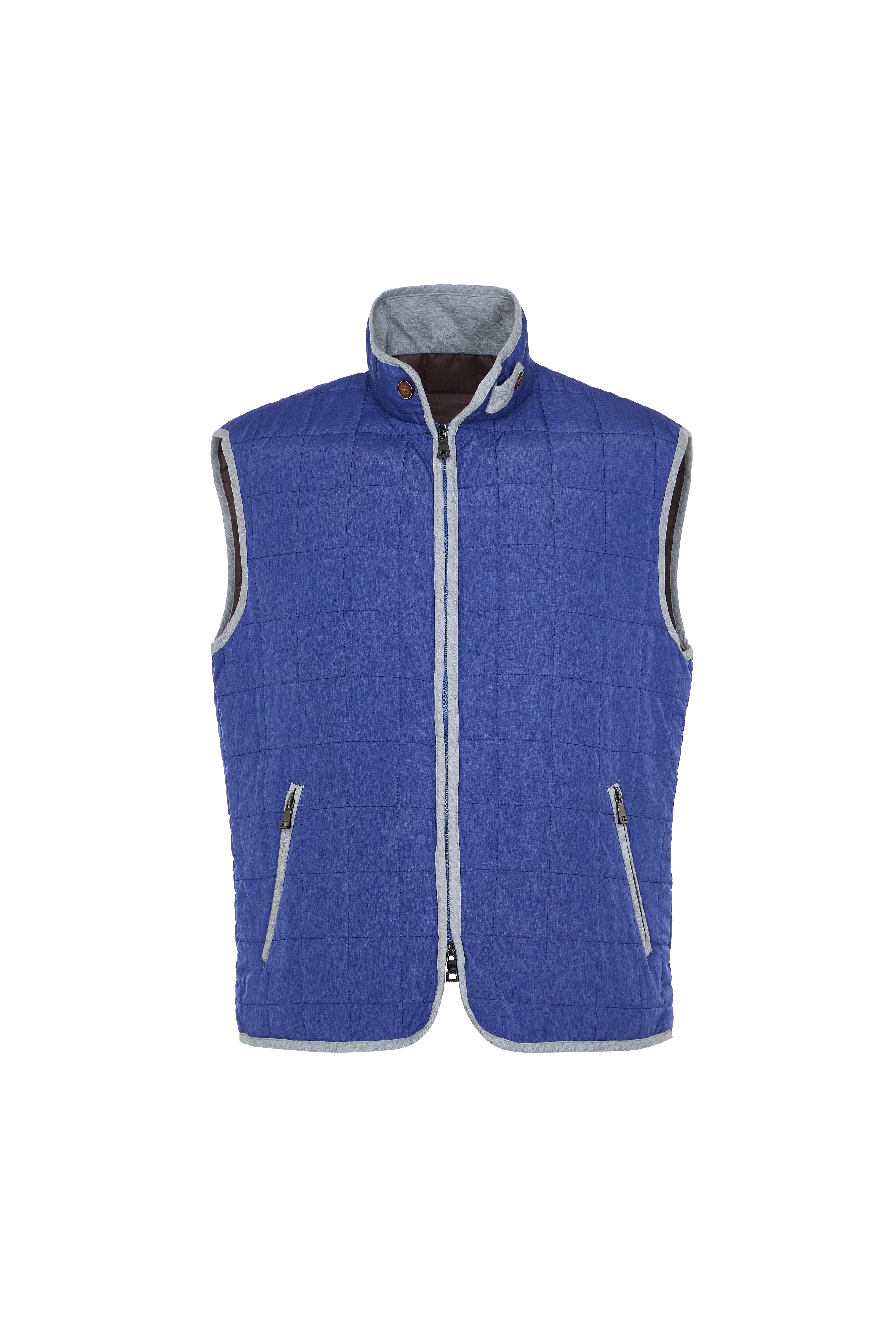 Navy Double Zip Quilted Performance Vest