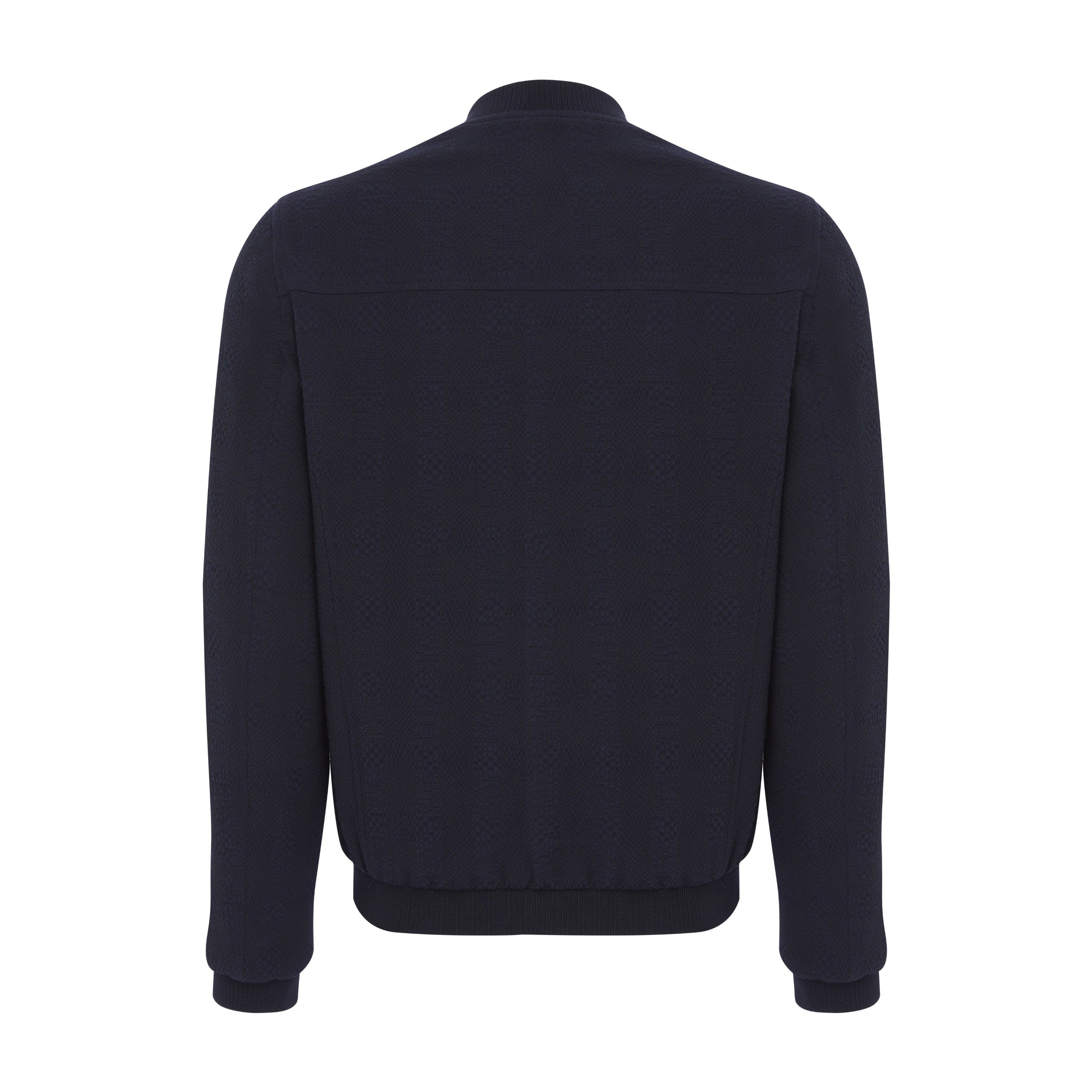 Dobby Navy Stretch Bomber Jacket