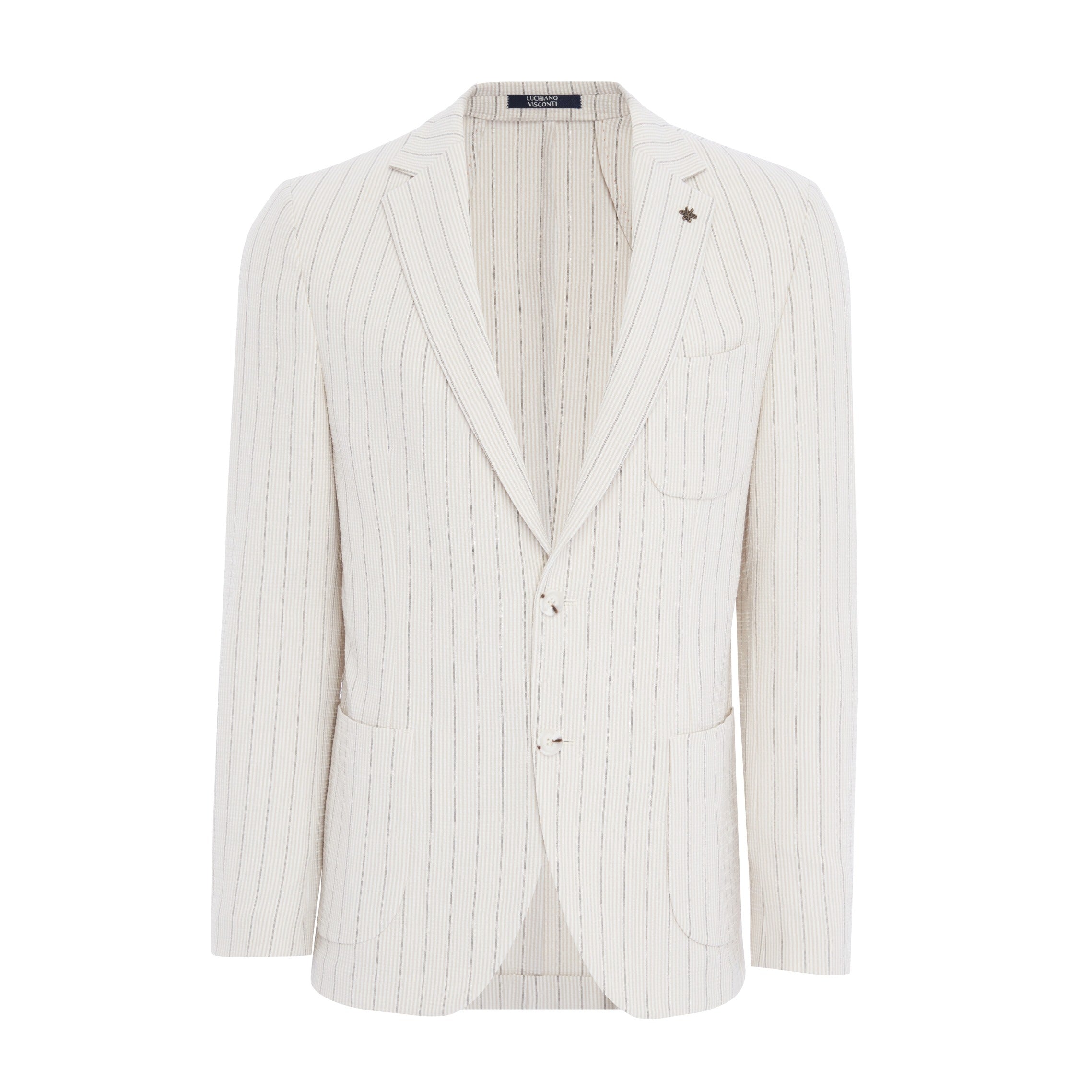 Cream Pinstripe Seersucker Blazer