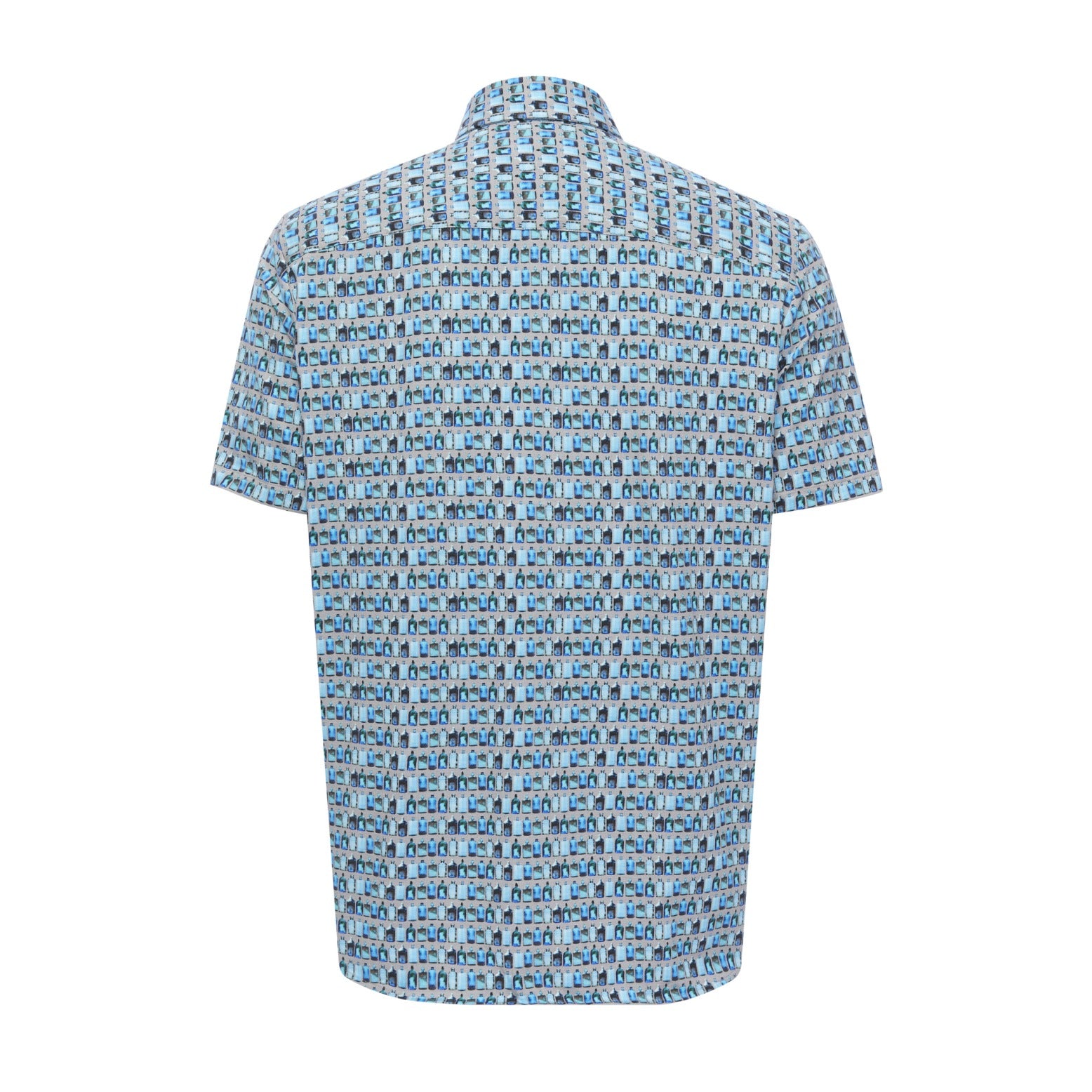 Vintage Bottle Print Short Sleeve Shirt