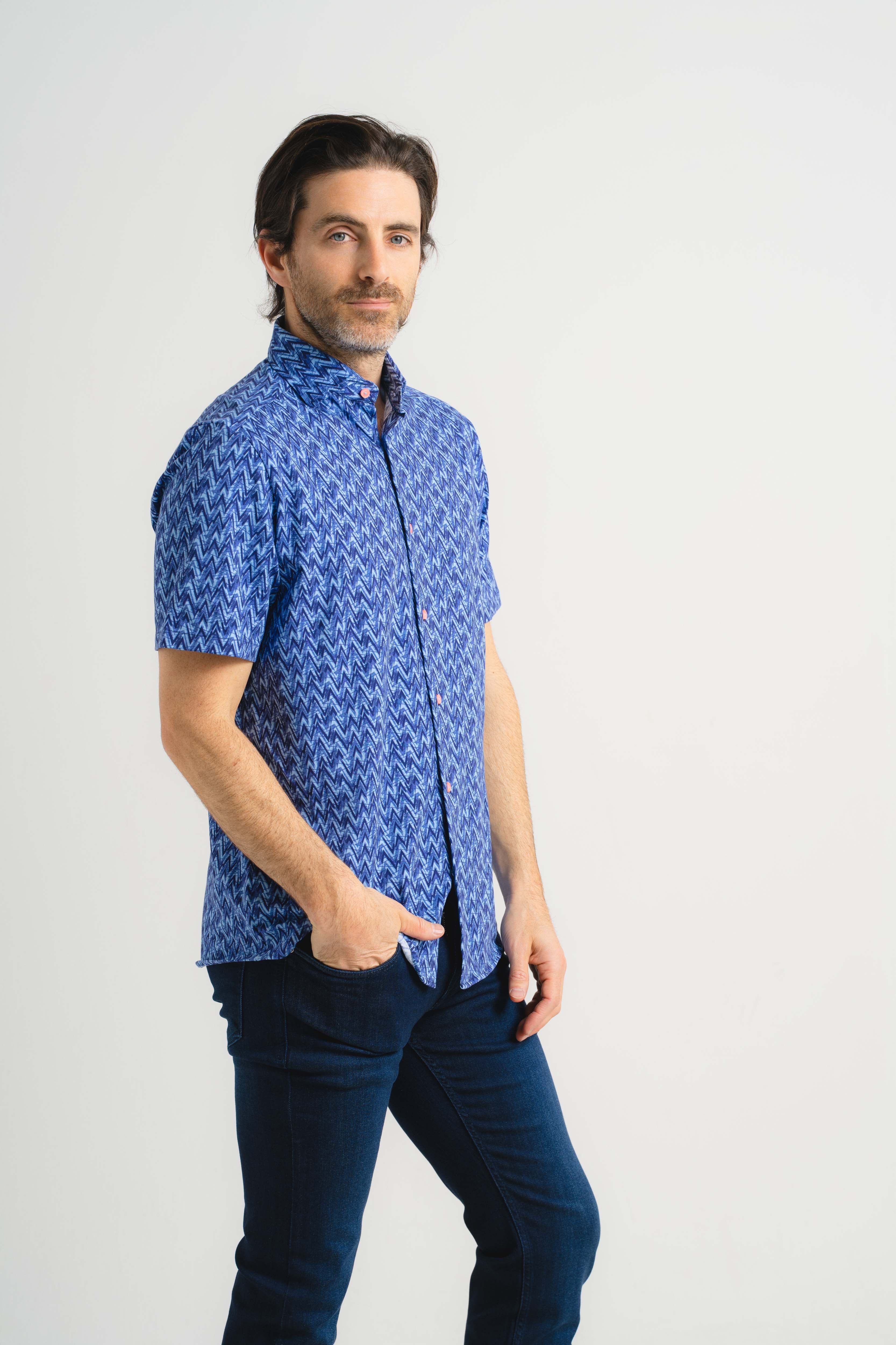 Zig Zag Print Short Sleeve Shirt