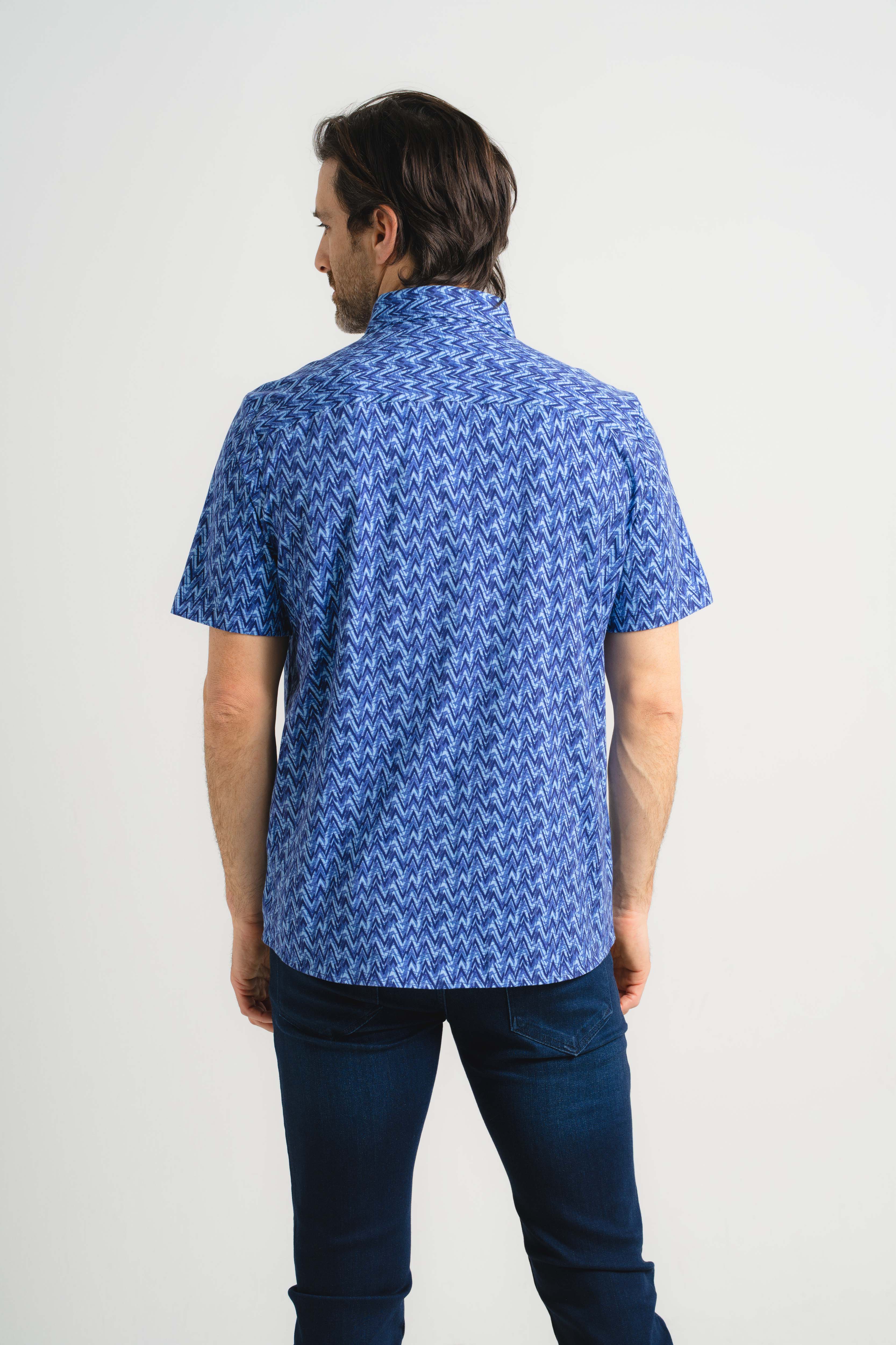 Zig Zag Print Short Sleeve Shirt
