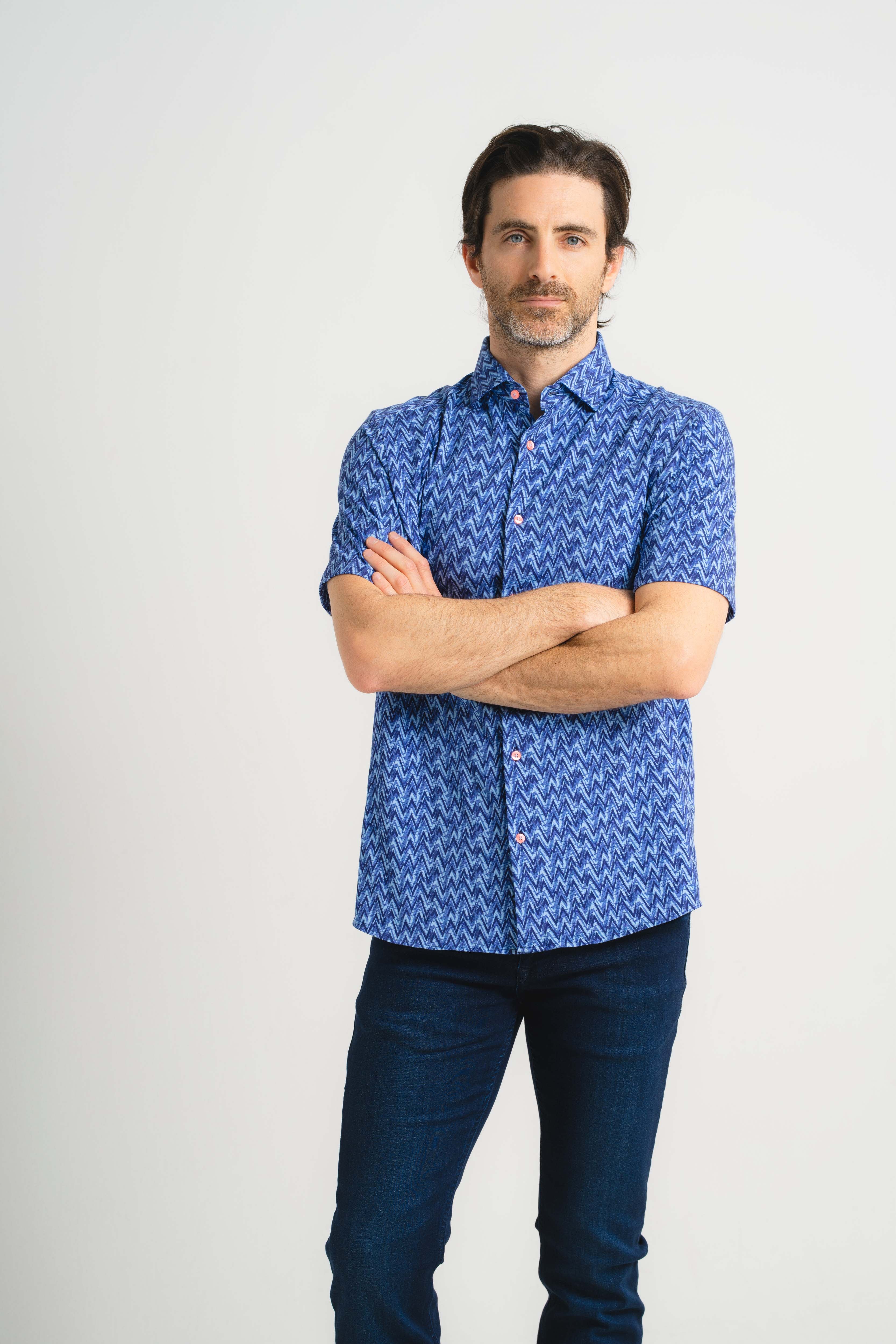 Zig Zag Print Short Sleeve Shirt