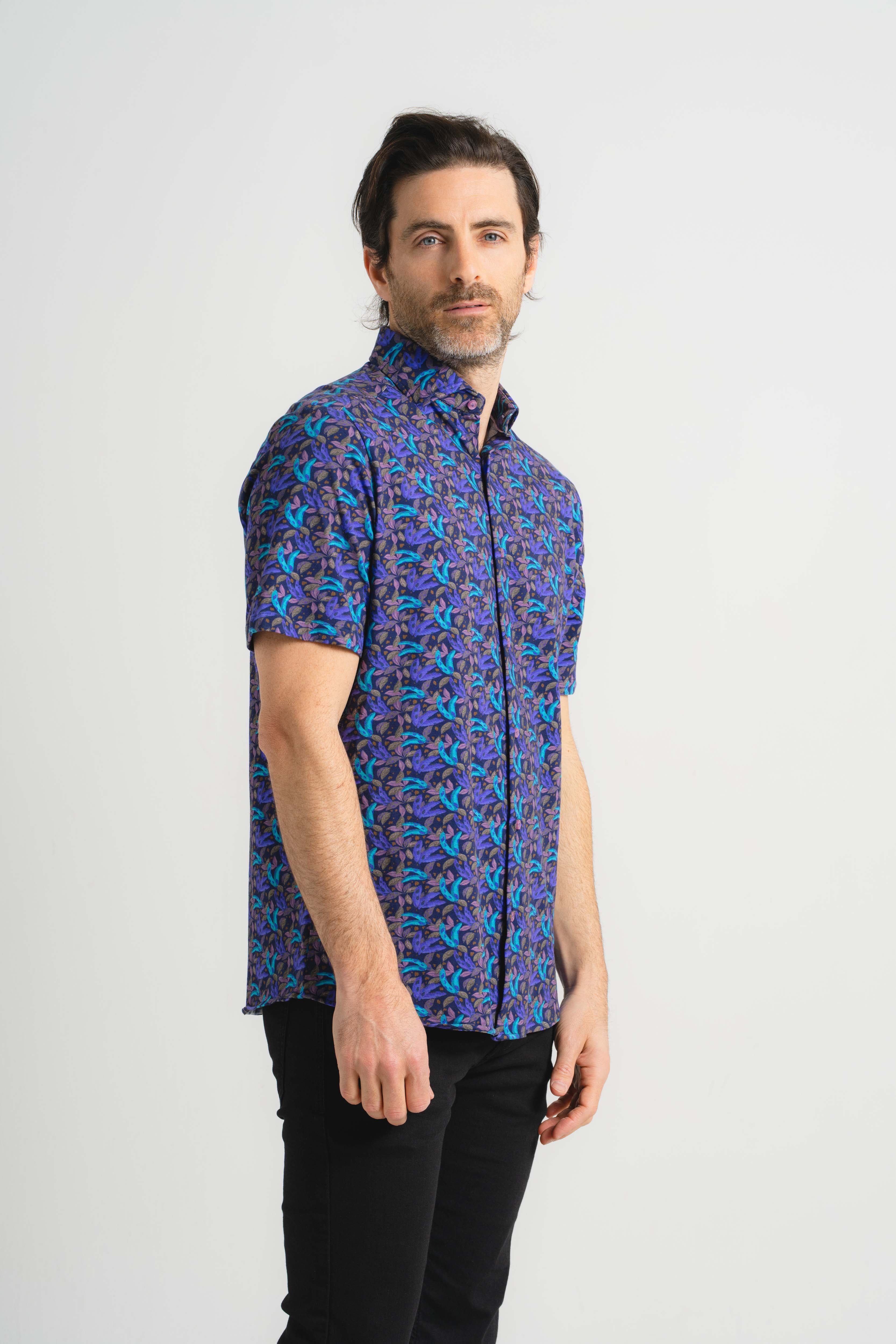 Banana Leaf Print Short Sleeve Shirt