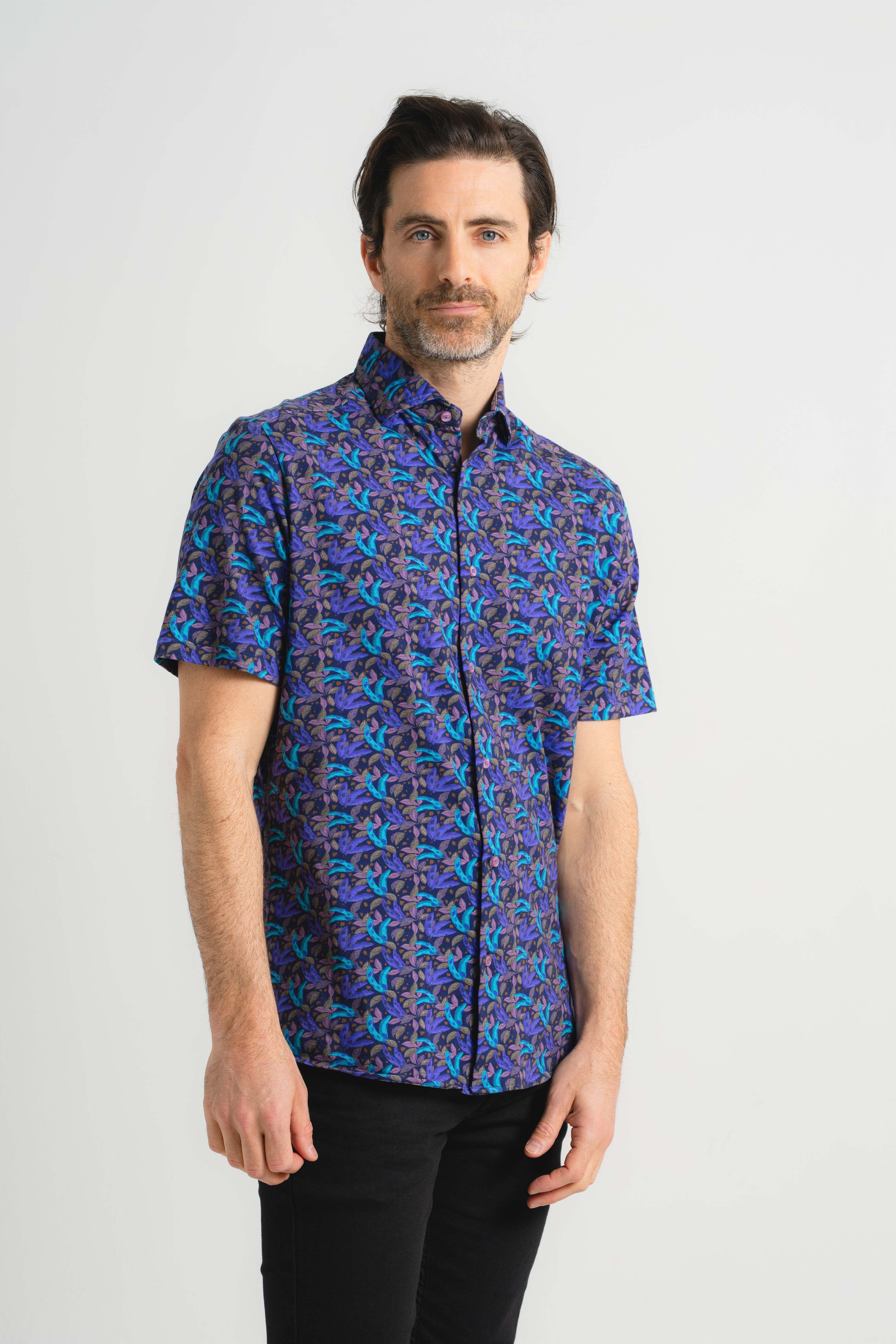 Banana Leaf Print Short Sleeve Shirt
