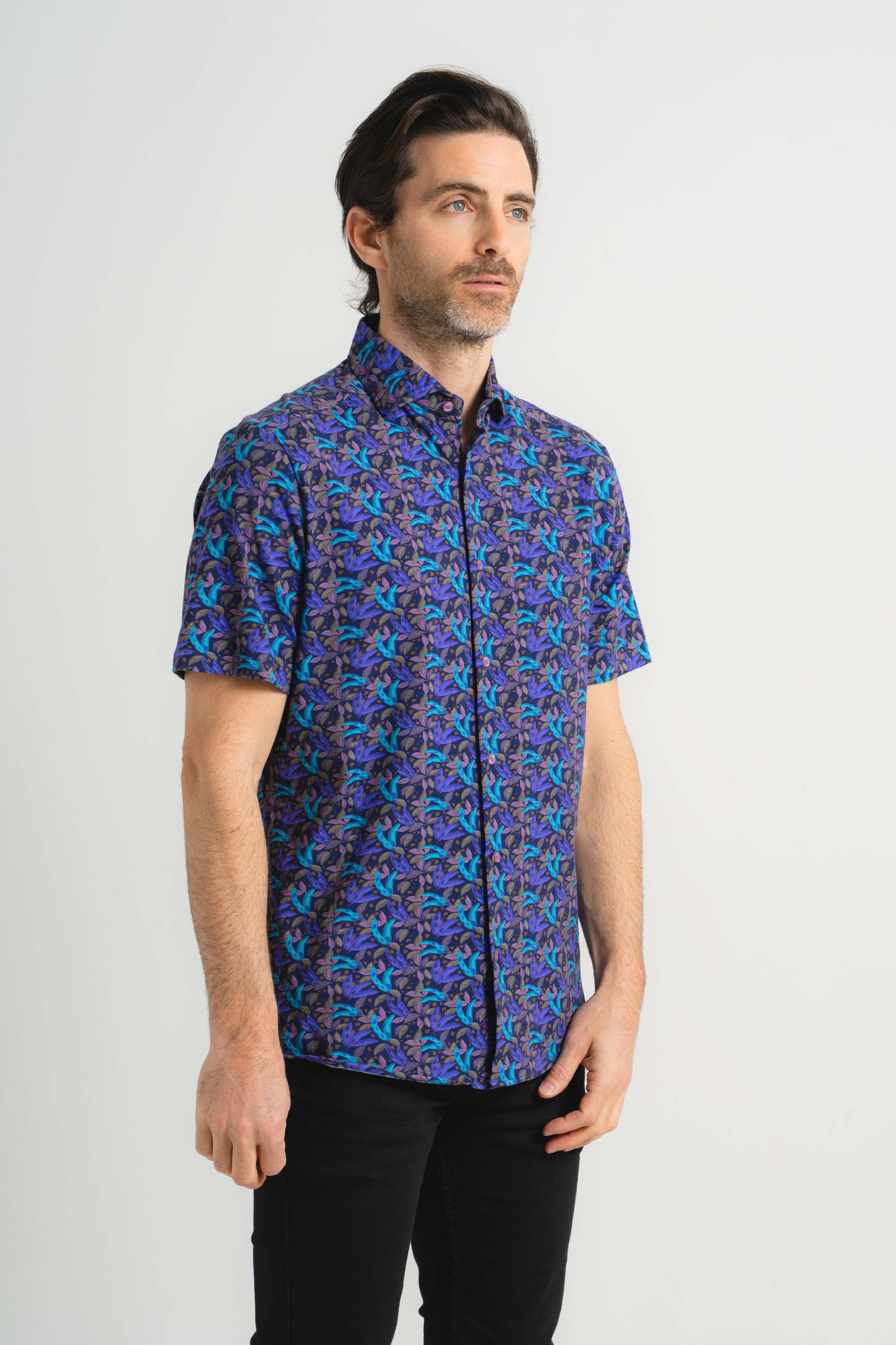 Banana Leaf Print Short Sleeve Shirt