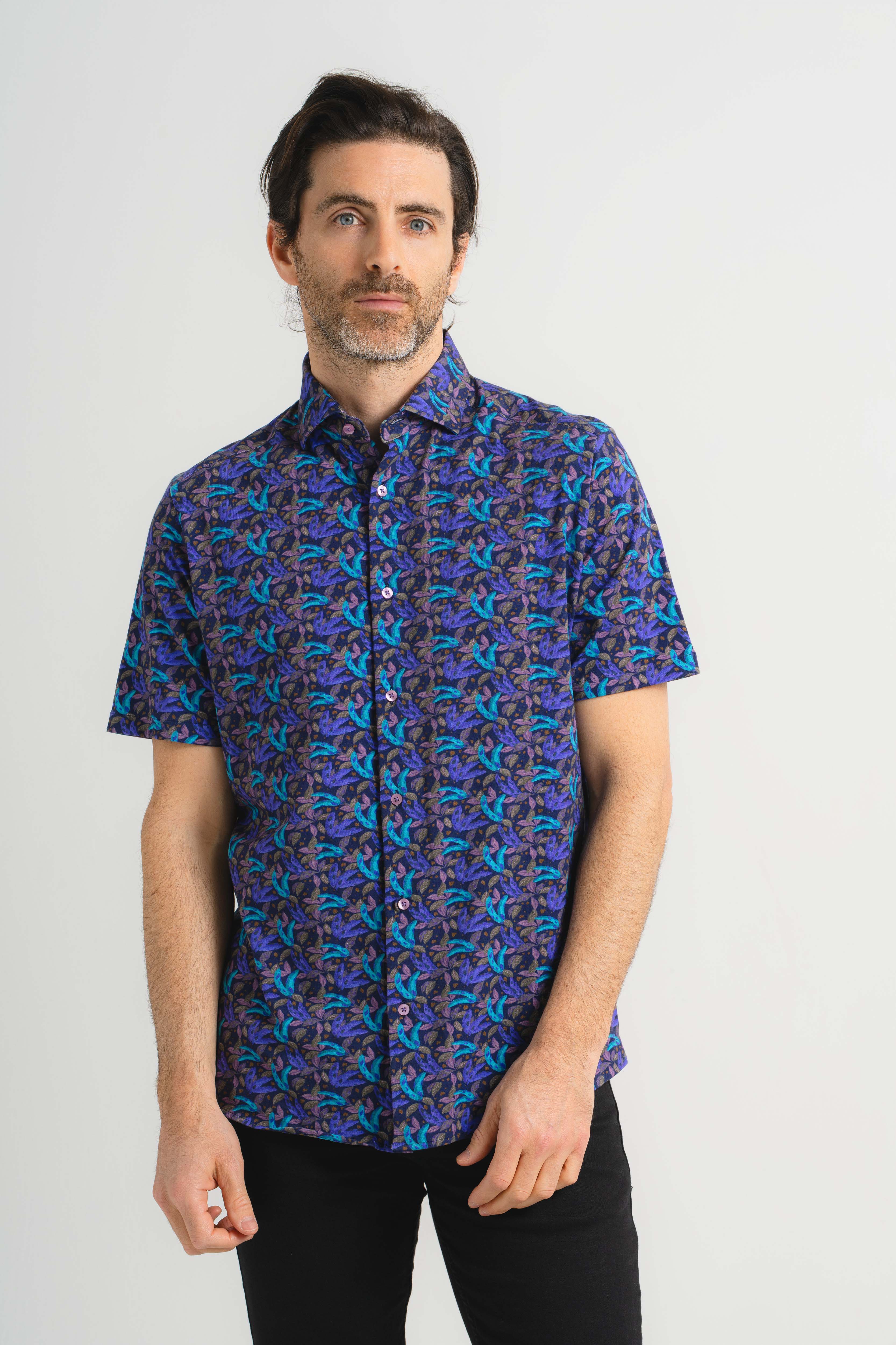 Banana Leaf Print Short Sleeve Shirt