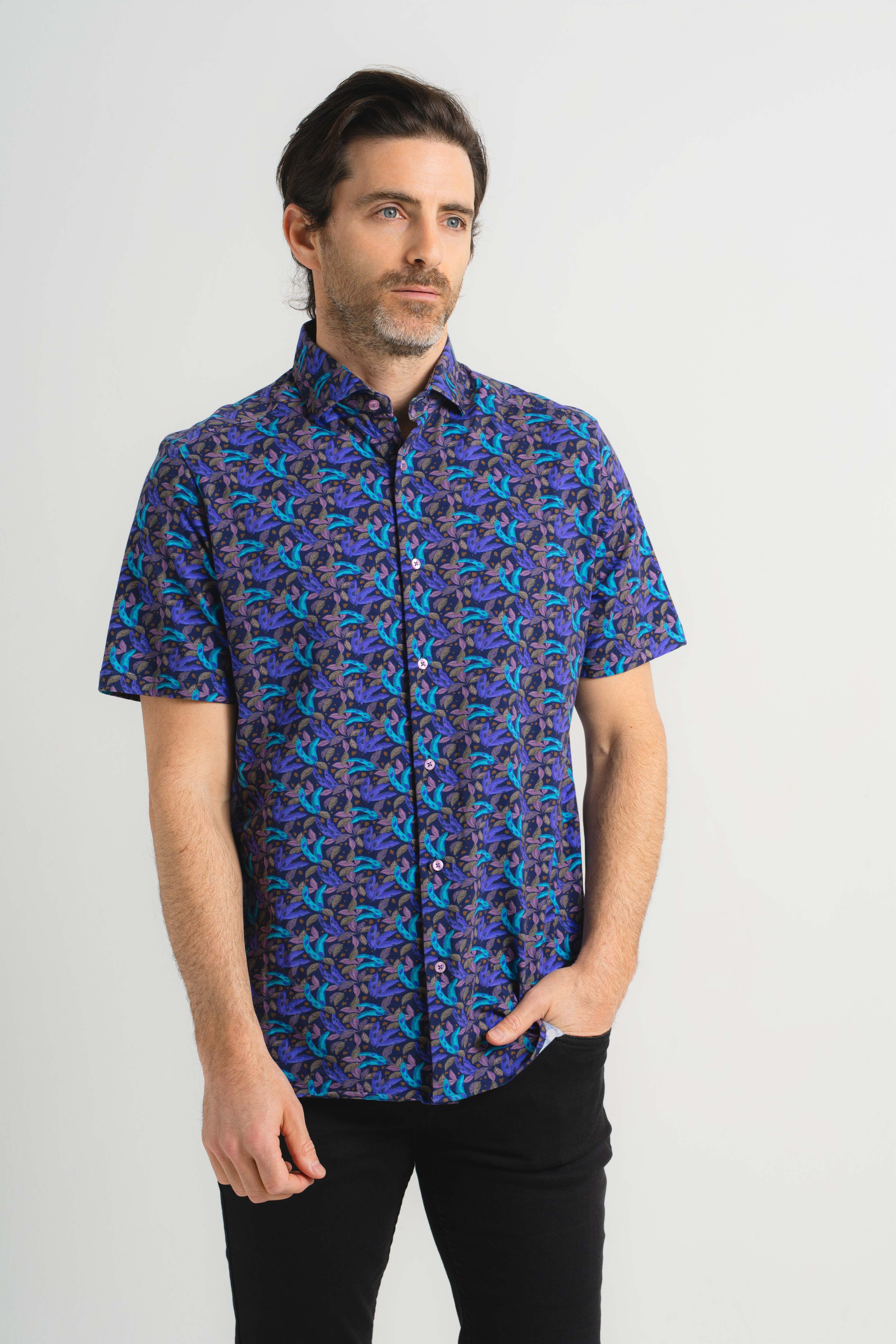 Banana Leaf Print Short Sleeve Shirt