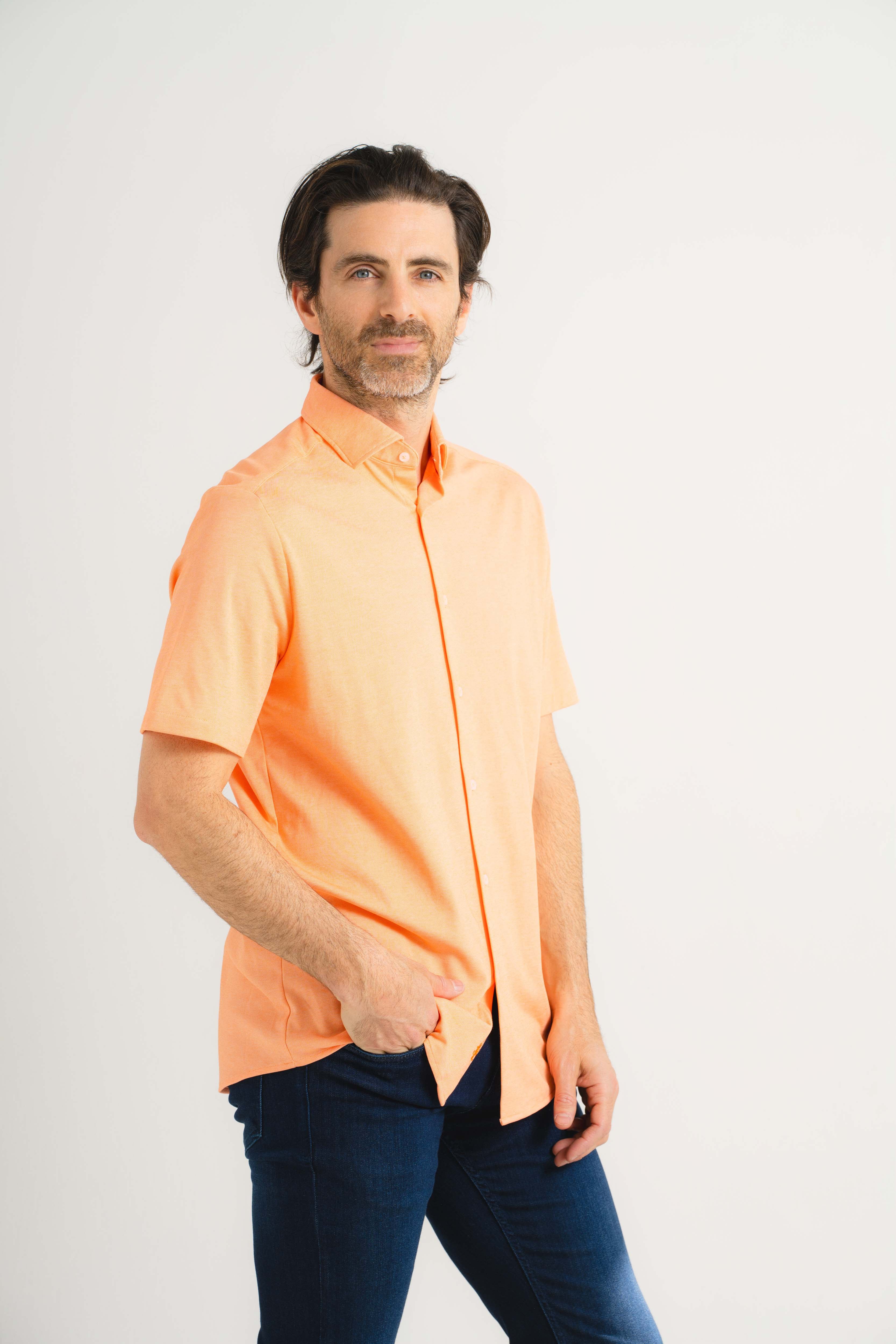 Tangerine Piacere Knit Short Sleeve Shirt