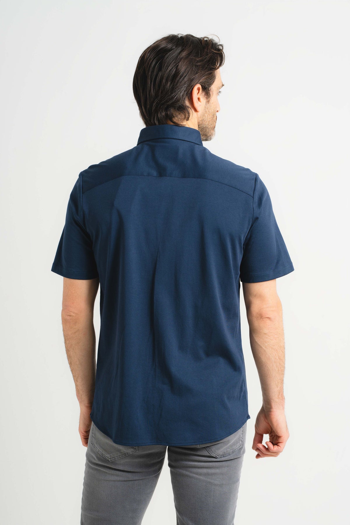 Navy Piacere Knit Short Sleeve Shirt