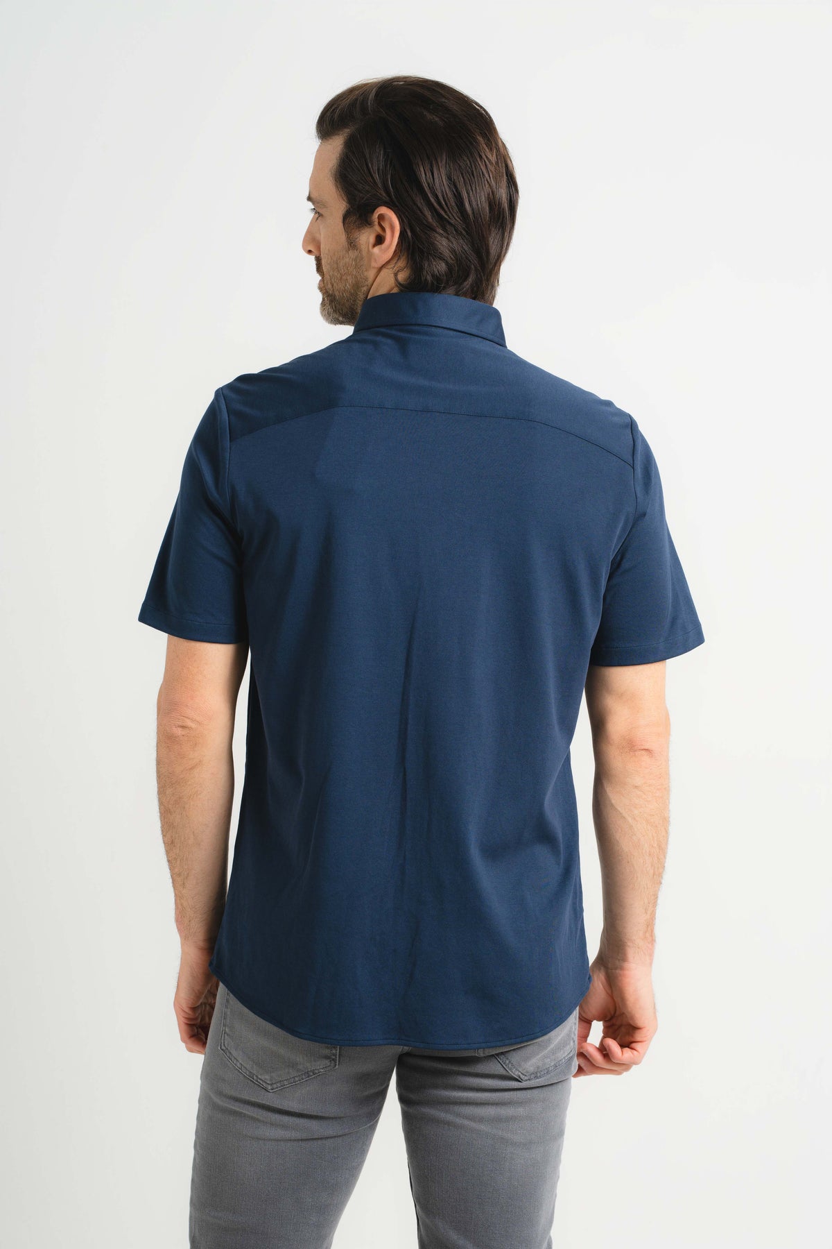 Navy Piacere Knit Short Sleeve Shirt